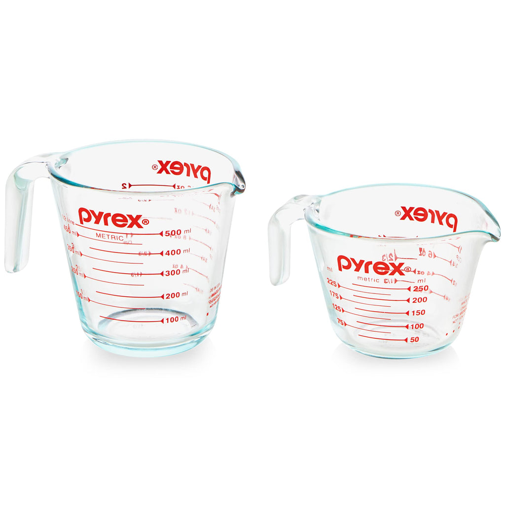 Pyrex Essentials (2-Pack) Glass Measuring Cups Set, (1 & 2 Cup) Measuring Cups For Prepping, Baking and Cooking, Preheated Oven, Dishwasher, Freezer, and Microwave Safe - Image 1