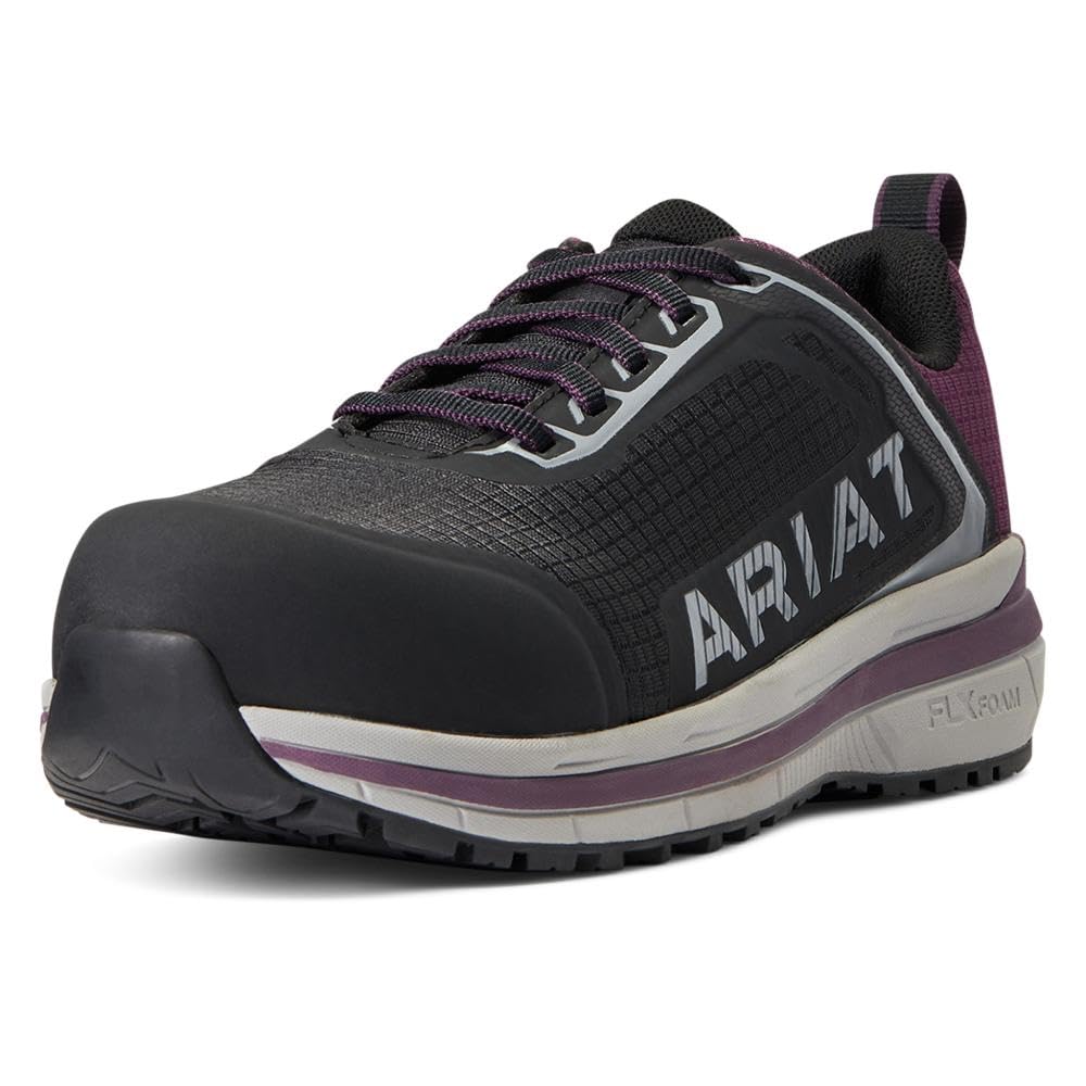 ARIAT Womens Outpace™ Composite Toe Safety Shoe Black/Shadow Purple 8 Wide - Image 1