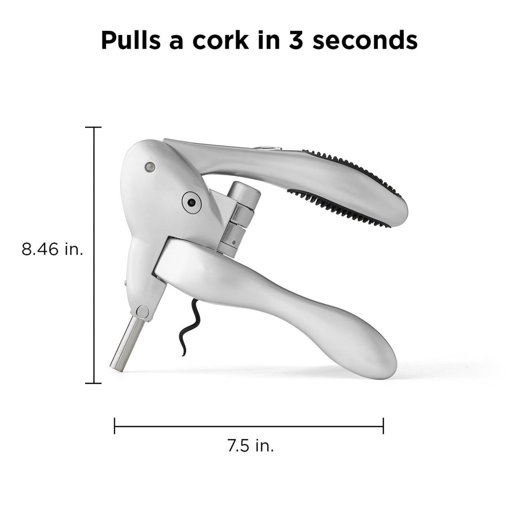 Rabbit Original Lever Corkscrew Wine Opener with Foil Cutter and Extra Spiral (Silver) - Image 2