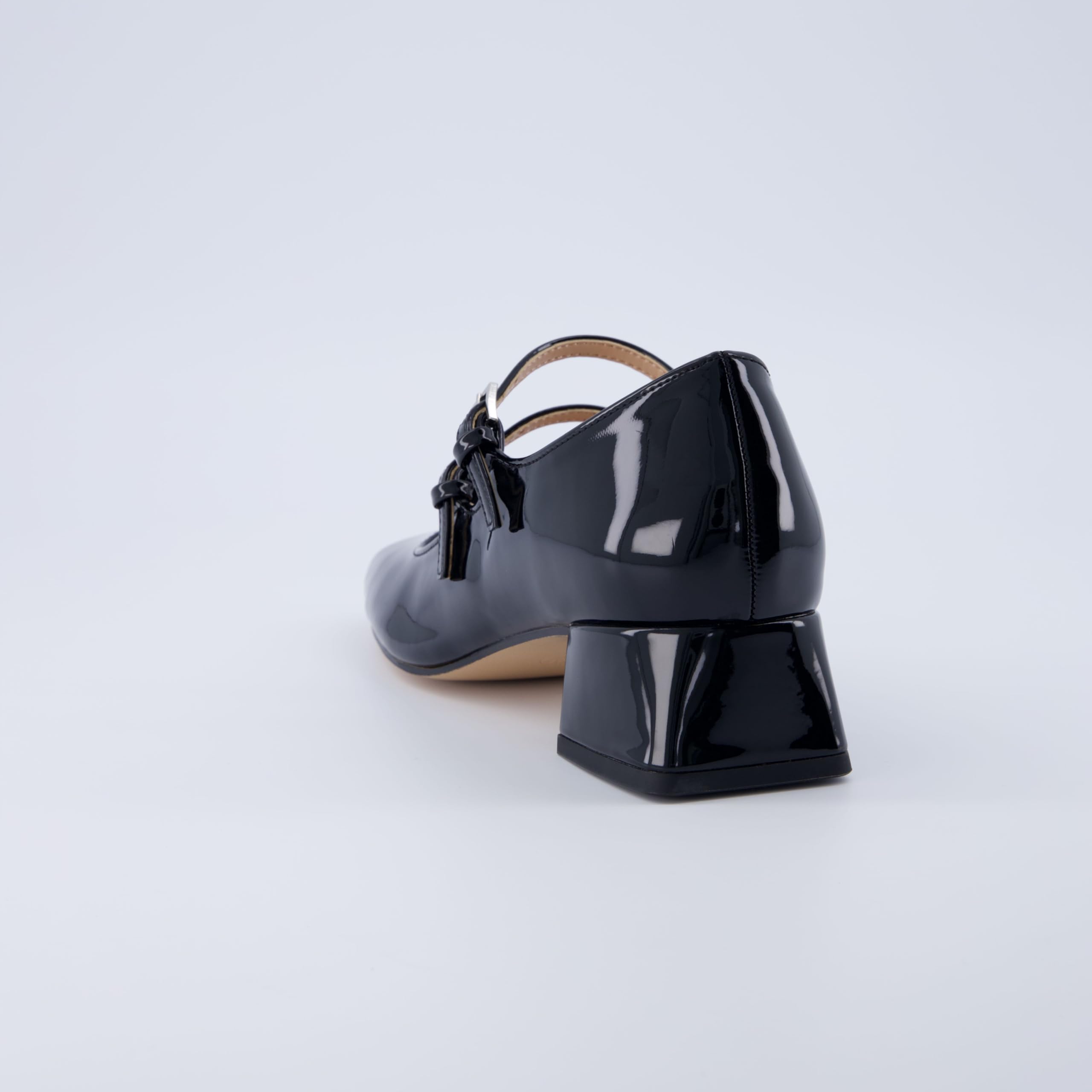 CUSHIONAIRE Twiggy Mary Jane Chunky Heels for Women | Vegan Patent Leather Closed Toe with Double Strap | Comfortable Dress Shoes for Women | Memory Foam | Black 8.5W - Image 9
