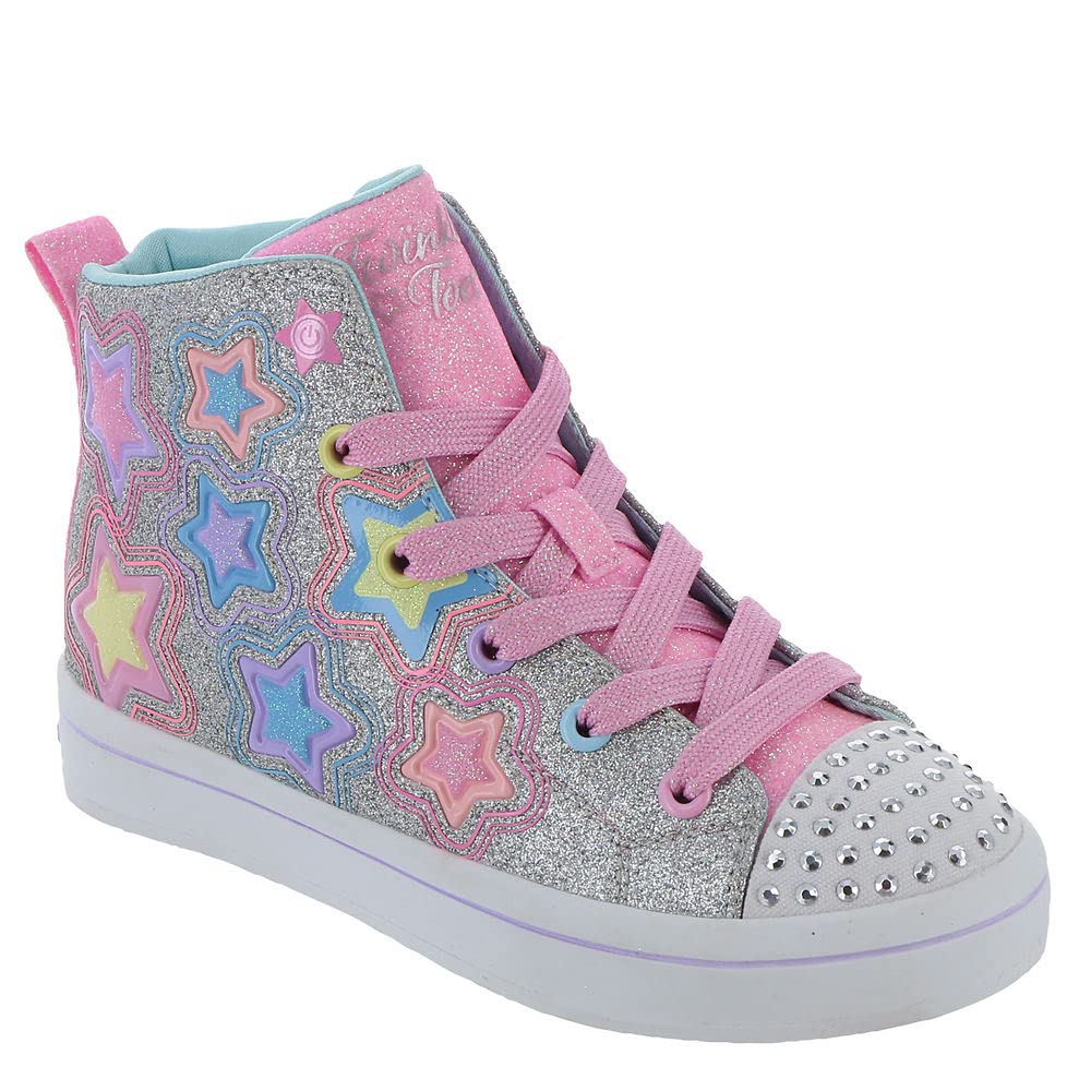 Skechers Kids Twinkle Toes TWI-Lites 2.0 - Star Gloss Sneaker, Silver/Multi, 2.5 - Image 1