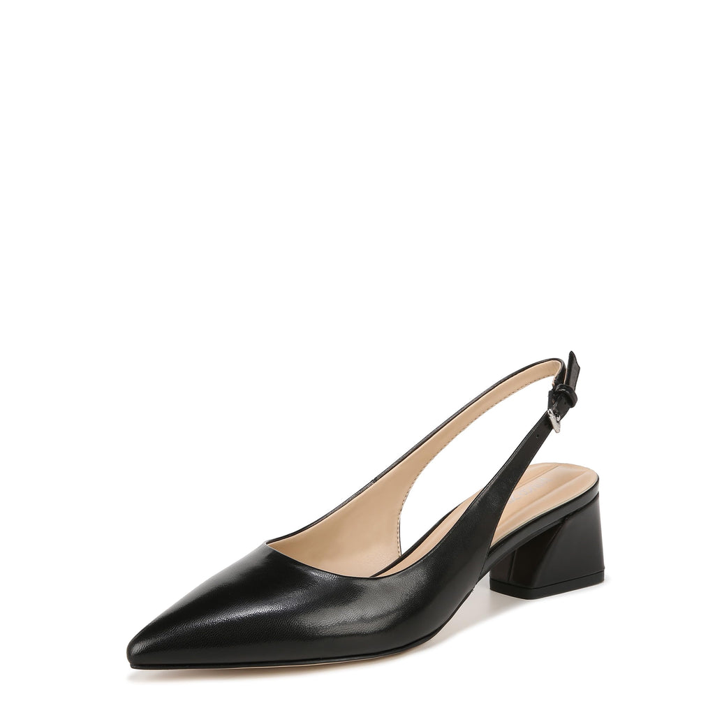 Franco Sarto Womens Racer Slingback Low Block Heel Pointed Toe Pump, Black, 9.5 Wide - Image 5