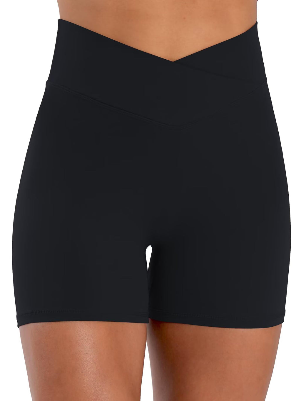 Sunzel Hidden Butt Lifting Scrunch Biker Shorts for Women Crossover High Waist Yoga Gym Workout Shorts with Tummy Control Black Medium - Image 4
