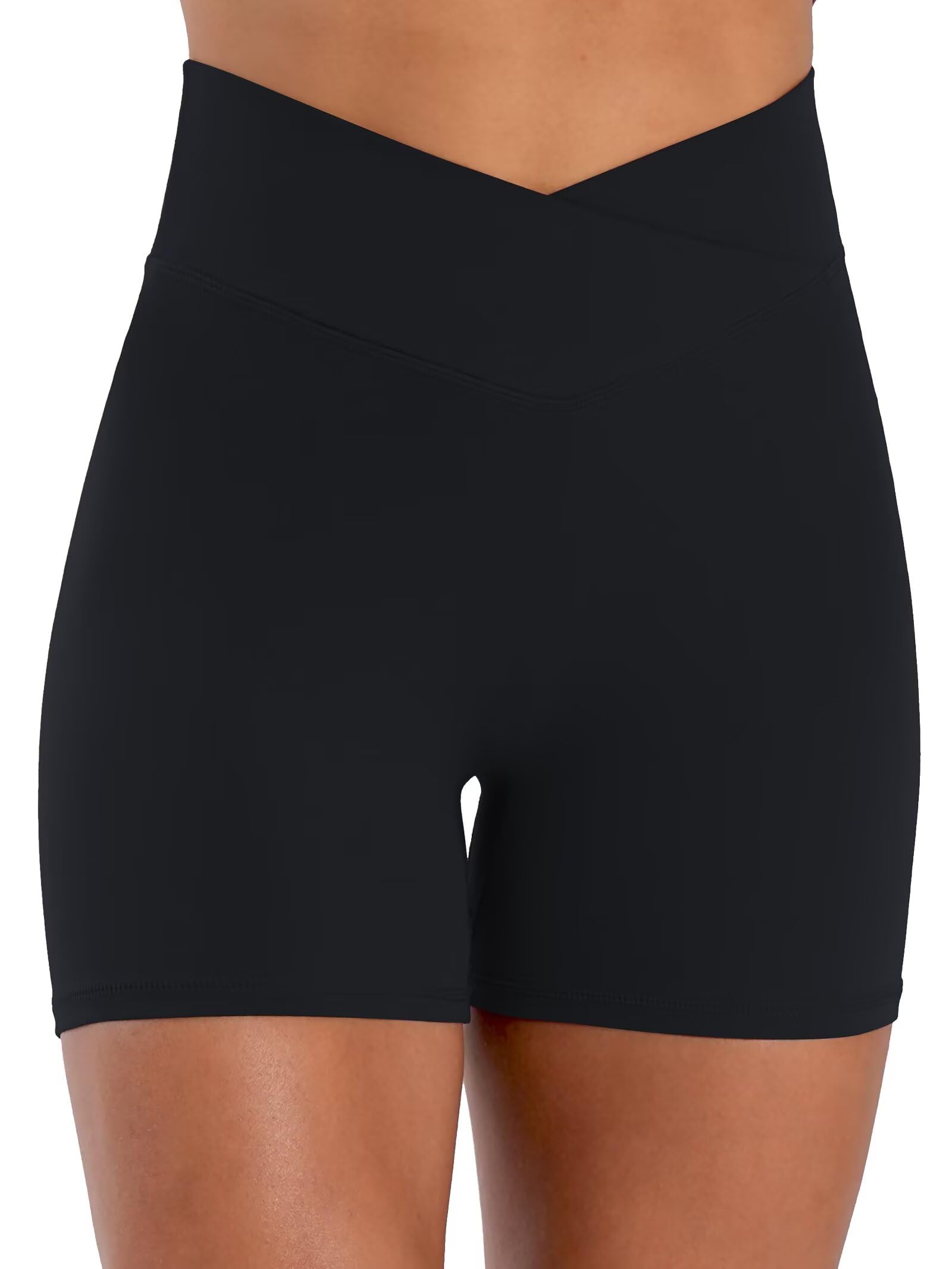 Sunzel Hidden Butt Lifting Scrunch Biker Shorts for Women Crossover High Waist Yoga Gym Workout Shorts with Tummy Control Black Medium - Image 4
