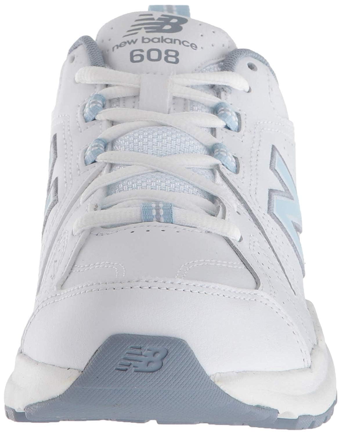 New Balance Women's 608 V5 Casual Sneakers, White/Light Blue, Size 6.5 W