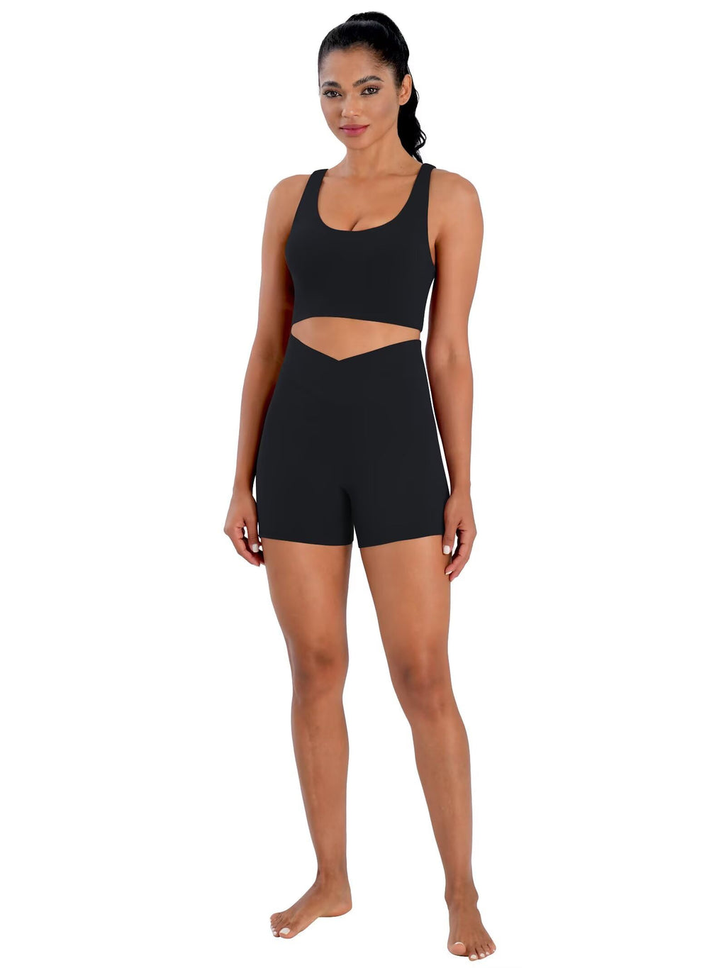 Sunzel Hidden Butt Lifting Scrunch Biker Shorts for Women Crossover High Waist Yoga Gym Workout Shorts with Tummy Control Black Medium - Image 5