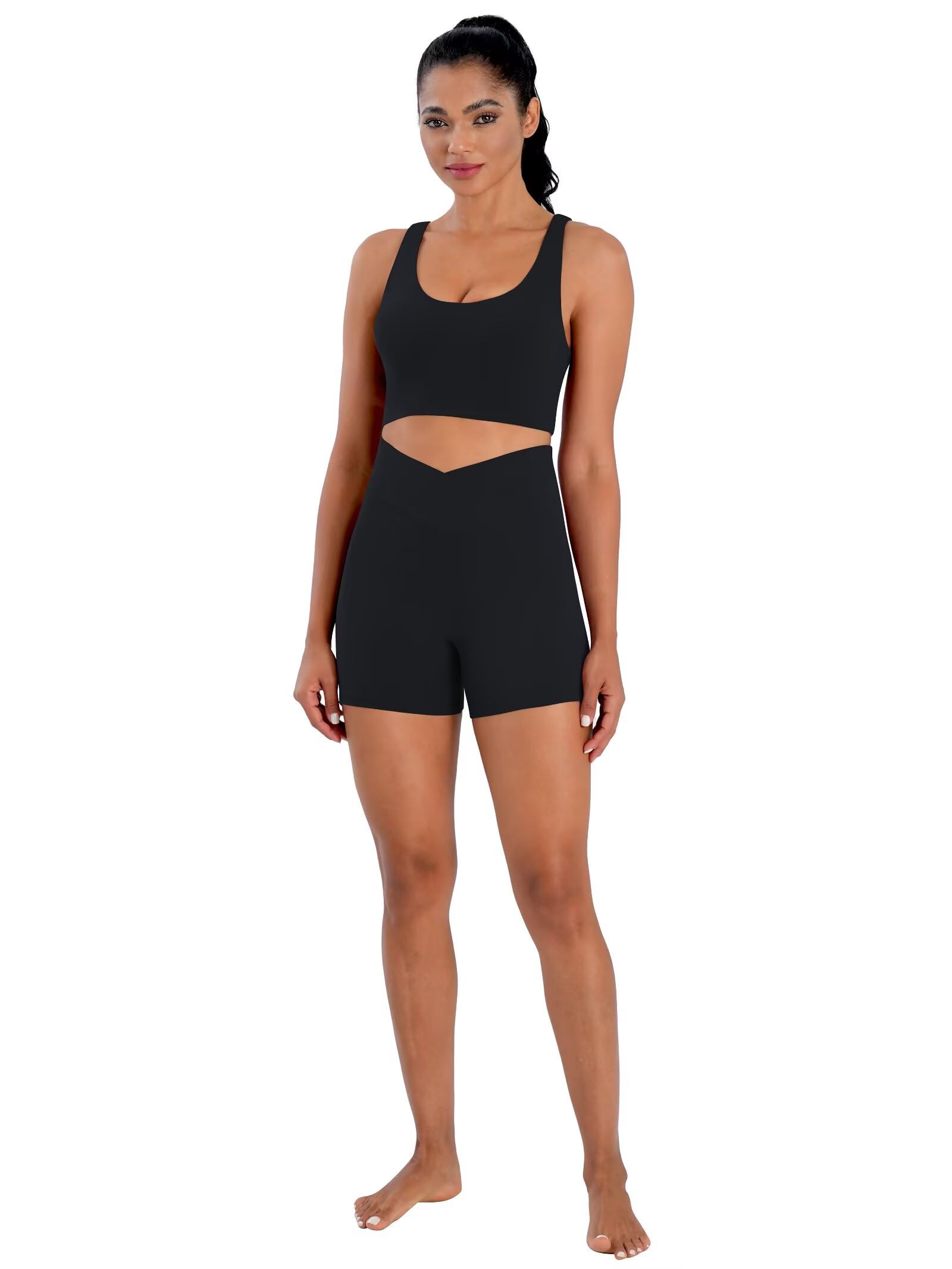 Sunzel Hidden Butt Lifting Scrunch Biker Shorts for Women Crossover High Waist Yoga Gym Workout Shorts with Tummy Control Black Medium - Image 5