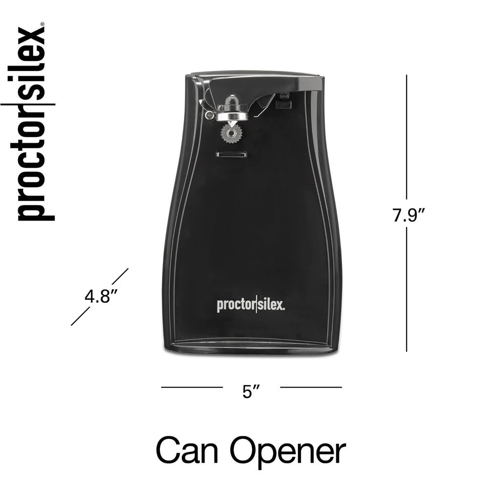 Proctor Silex Power Electric Automatic Can Opener for Kitchen with Knife Sharpener, Twist-off Easy-Clean Lever, Cord Storage, Black (75217PS) - Image 2