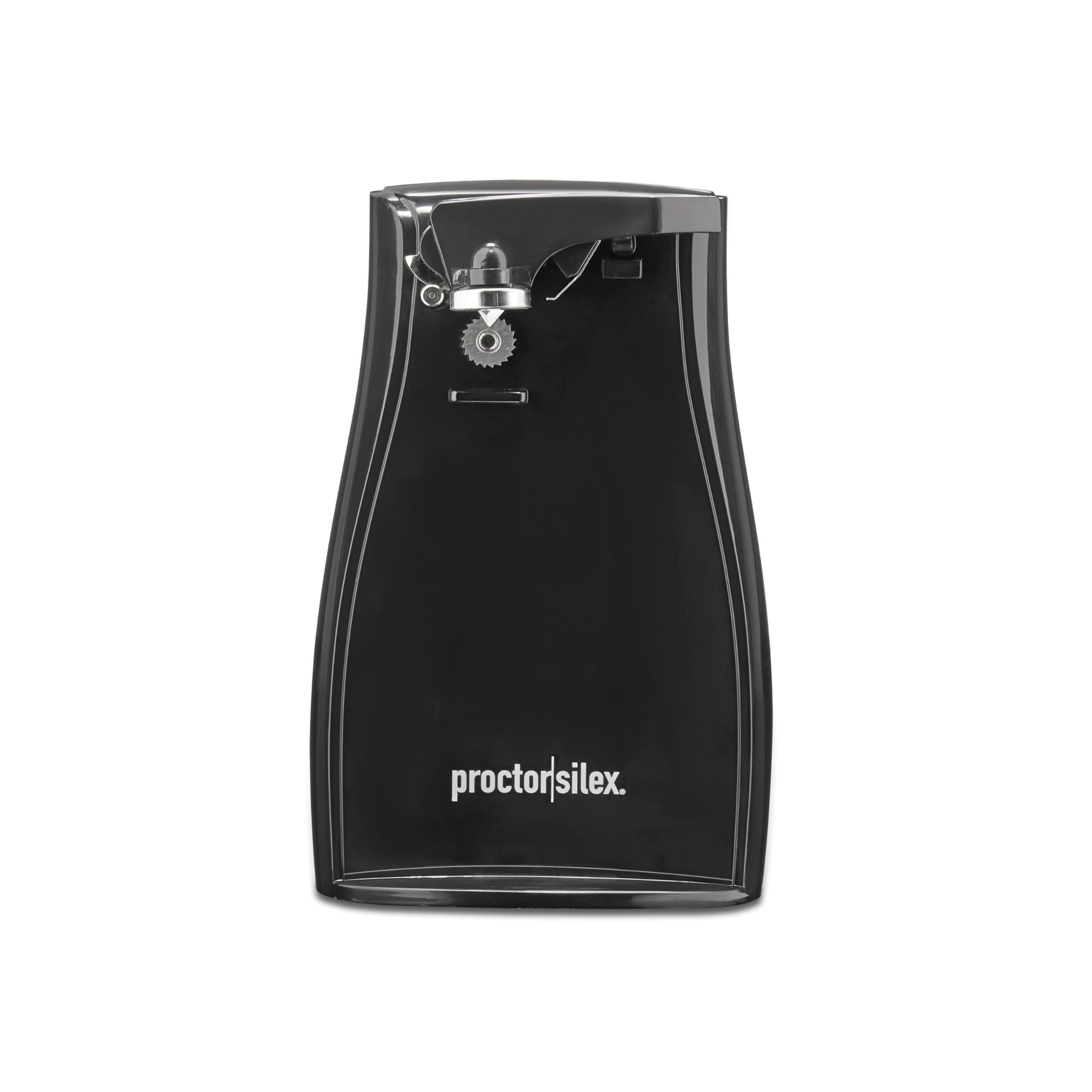 Proctor Silex Power Electric Automatic Can Opener for Kitchen with Knife Sharpener, Twist-off Easy-Clean Lever, Cord Storage, Black (75217PS) - Image 1