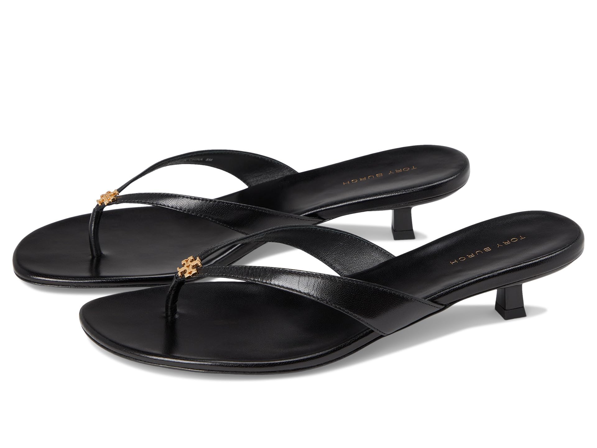 Tory Burch Women's Capri Low Heel Sandal 35mm Heeled, Perfect Black/Gold, 9.5 - Image 1