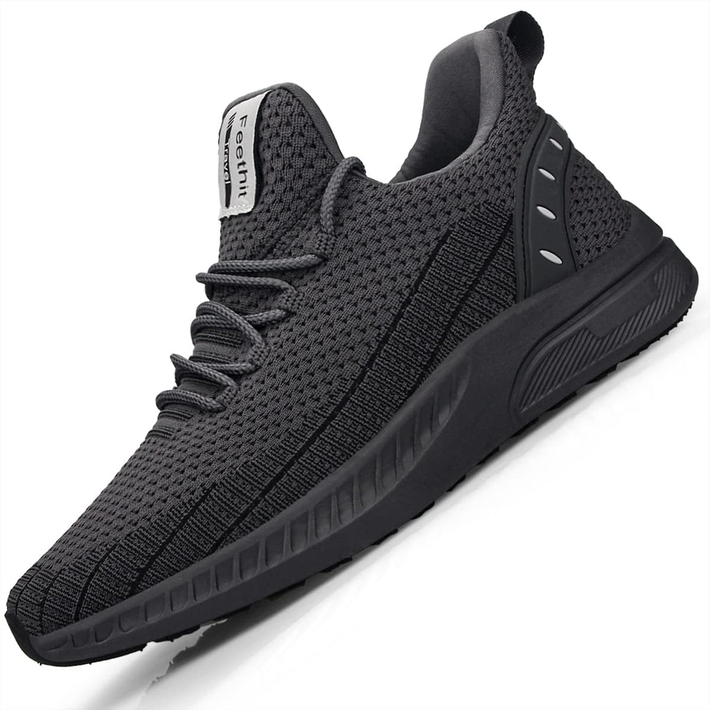Feethit Mens Slip On Walking Shoes Blade Tennis Shoes Non Slip Running Shoes Lightweight Workout Shoes Breathable Mesh Fashion Sneakers Dark Grey Size 9 - Image 1