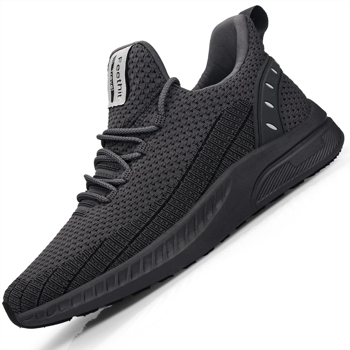 Feethit Mens Slip On Walking Shoes Blade Tennis Shoes Non Slip Running Shoes Lightweight Workout Shoes Breathable Mesh Fashion Sneakers Dark Grey Size 9 - Image 1