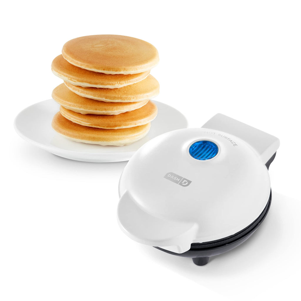 DASH Mini Maker Electric Round Griddle for Individual Pancakes, Cookies, Eggs & other on the go Breakfast, Lunch & Snacks with Indicator Light + Included Recipe Book - White - Image 1