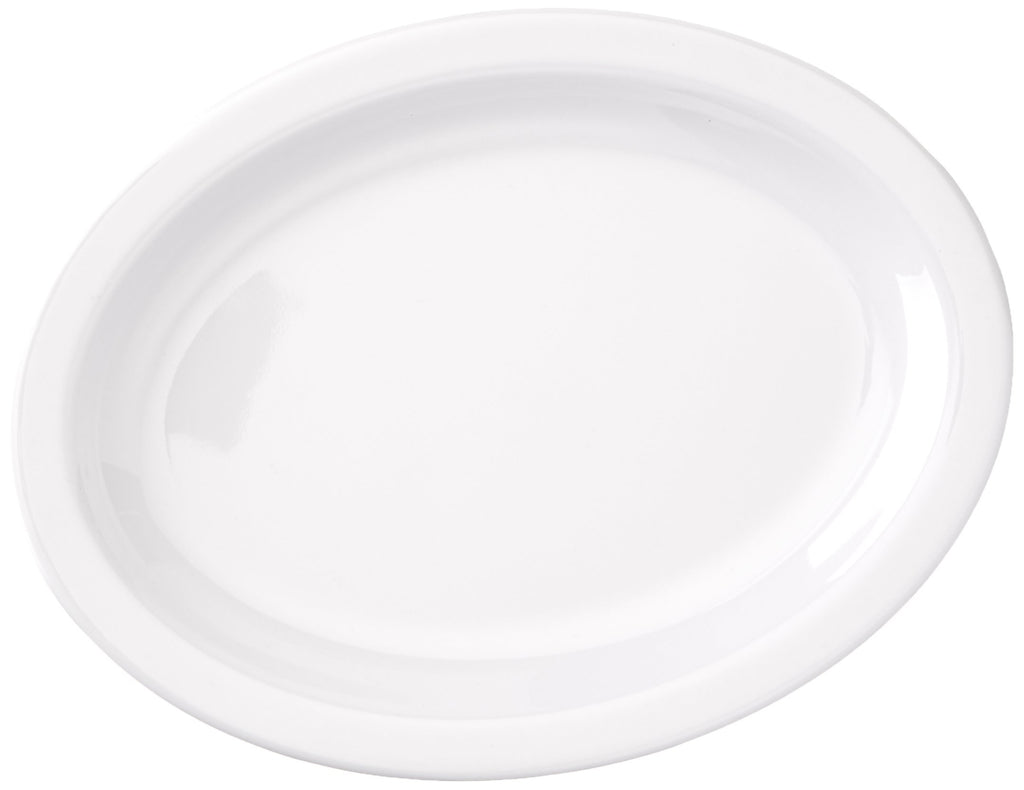 Winco MMPO-96W Oval Melamine Platter, 9.75-Inch by 6.75-Inch, White (1 Dozen Pack) - Image 1