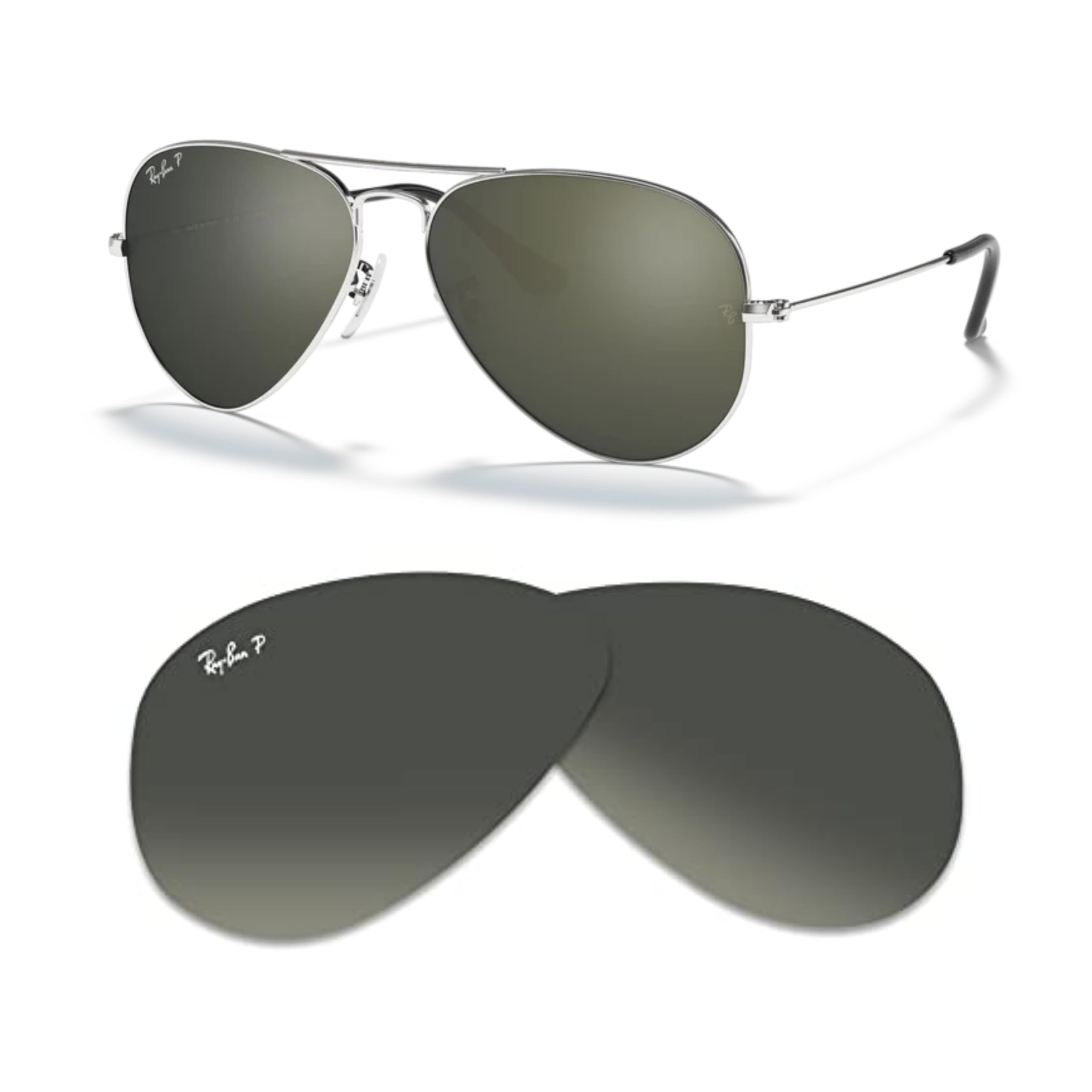 Ray-Ban Original AVIATOR LARGE METAL RB3025 003/59 58MM Grey Mirror Silver Polarized Replacement Lenses For Men For Women +BUNDLE with ACCESSORY EYEWEAR KIT - Image 3