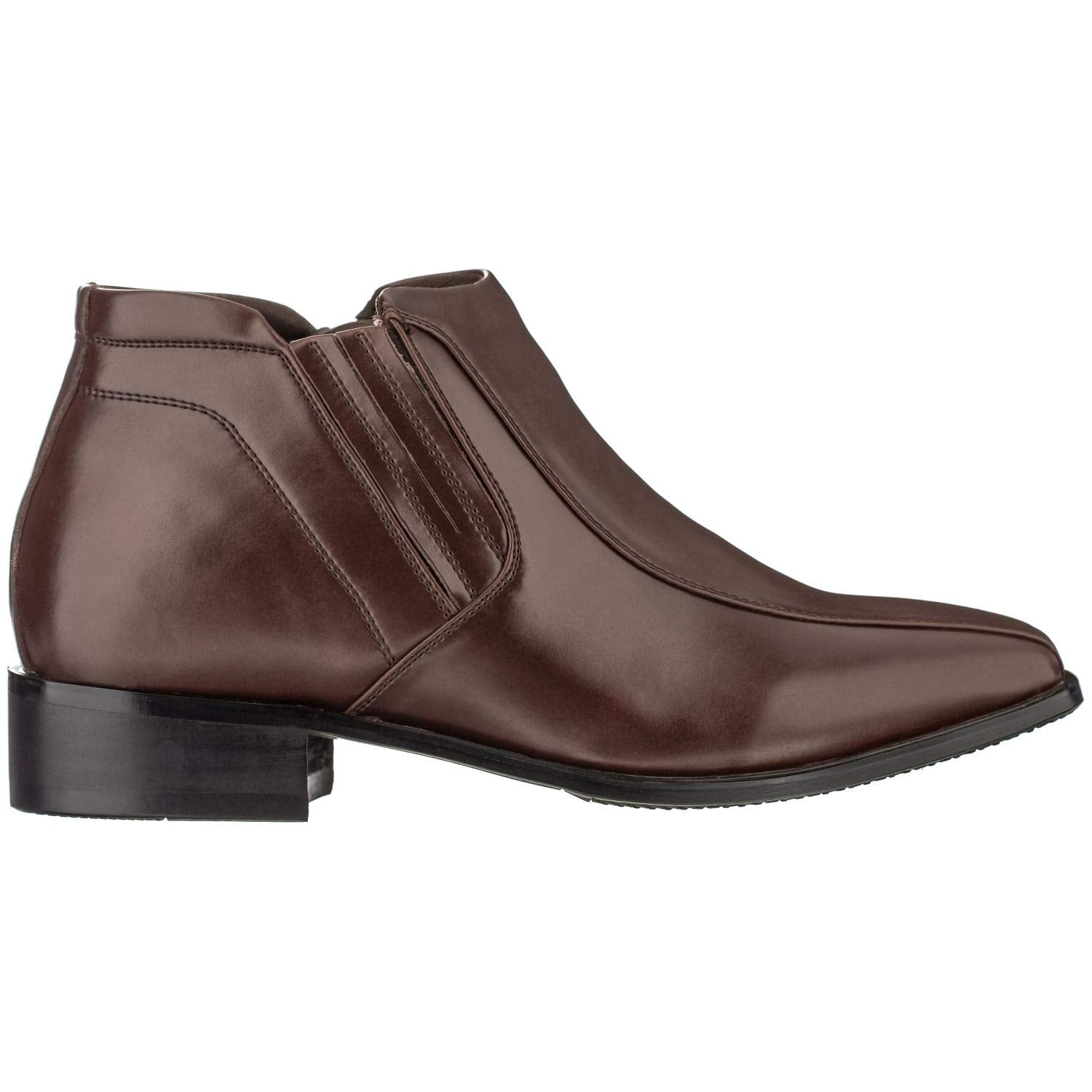 CALDEN Men's Invisible Height Increasing Elevator Shoes - Brown Premium Leather Zipper Dress Boots - 3.2 Inches Taller - K99805-1 - Size 9 D(M) US - Image 2