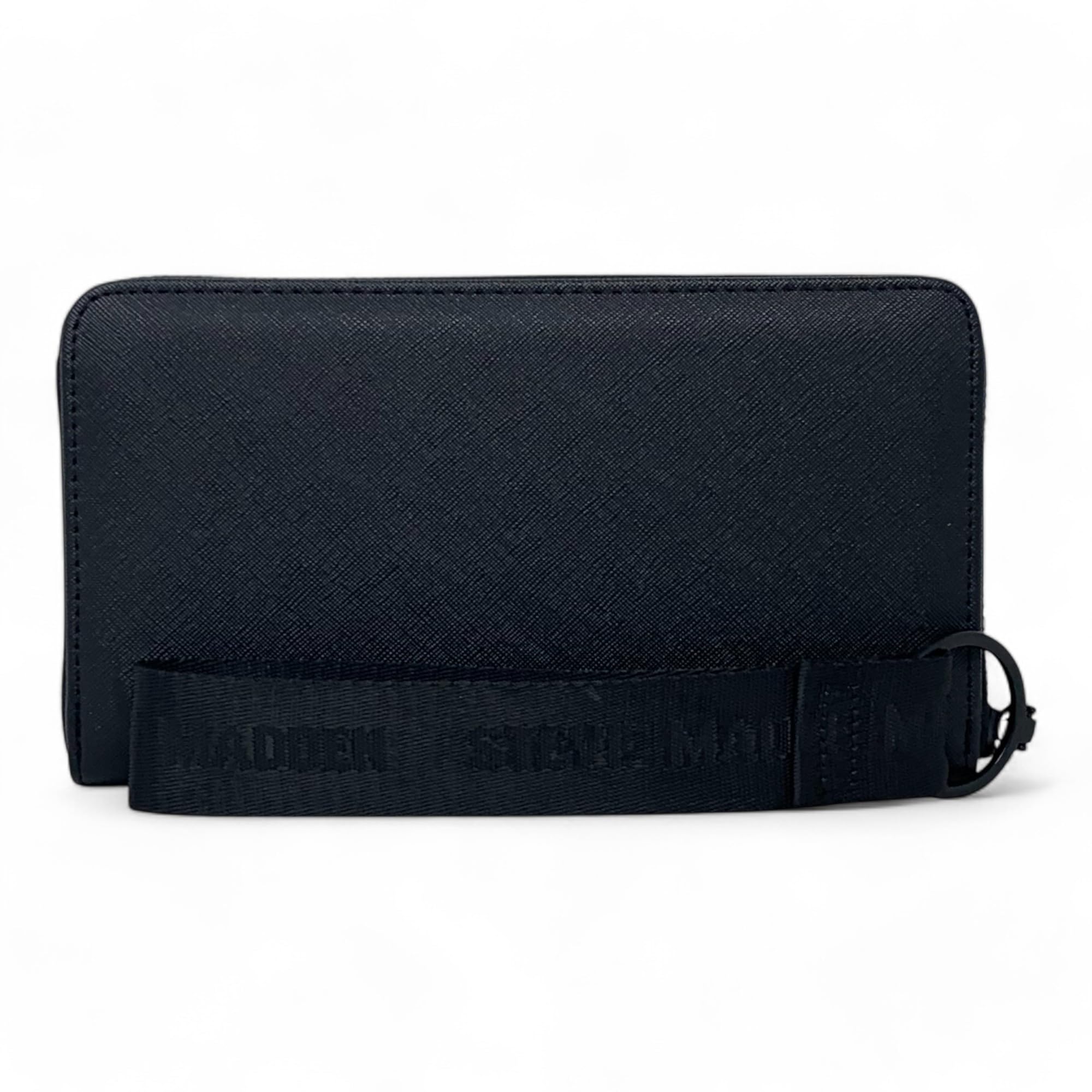 Steve Madden Bzip-Web Zip Around Wallet Wristlet (Black w/Black) - Image 2