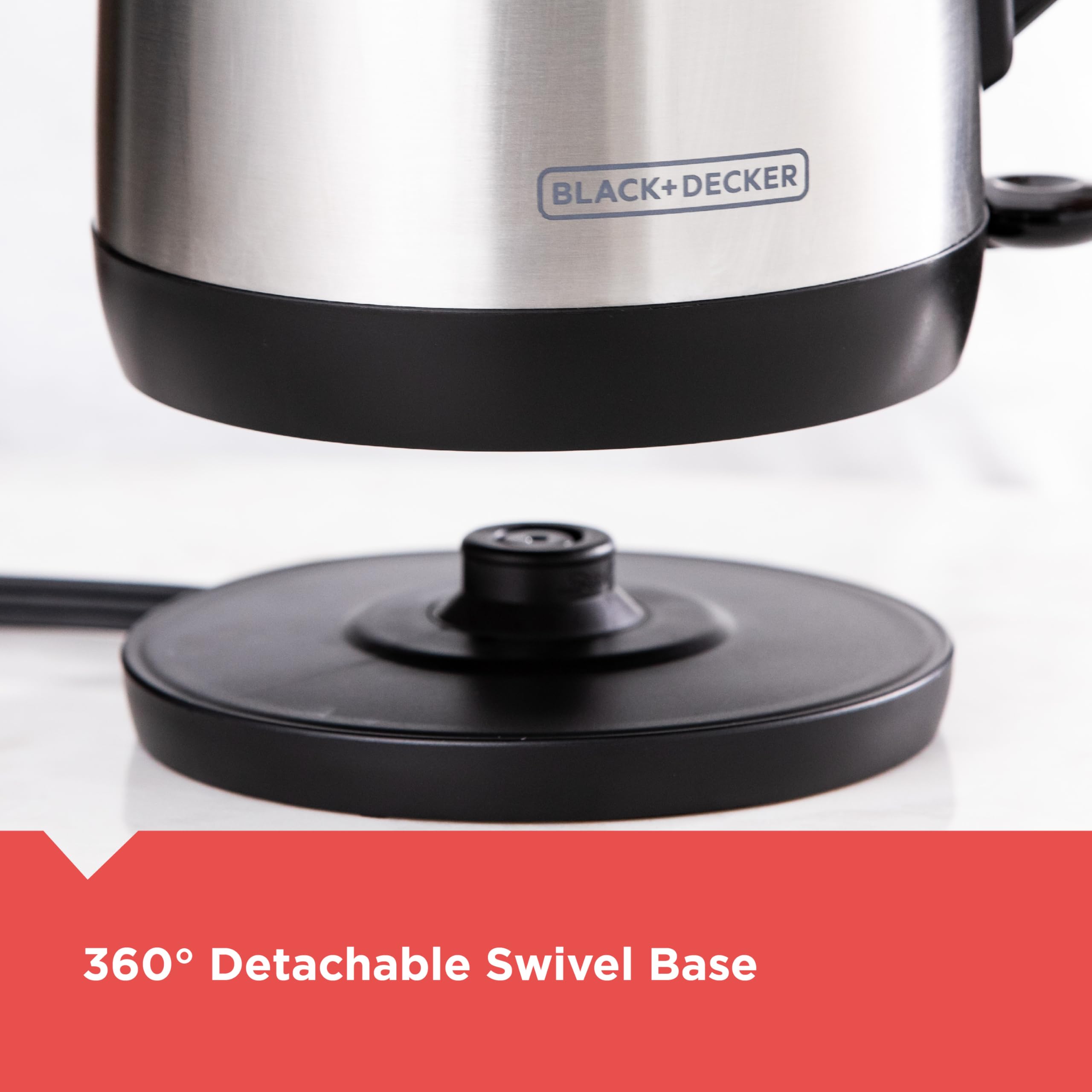 BLACK+DECKER 1.7L Cordless Electric Kettle, KE1700SD, Rapid Boil, Auto Shutoff, Stainless Steel - Image 4