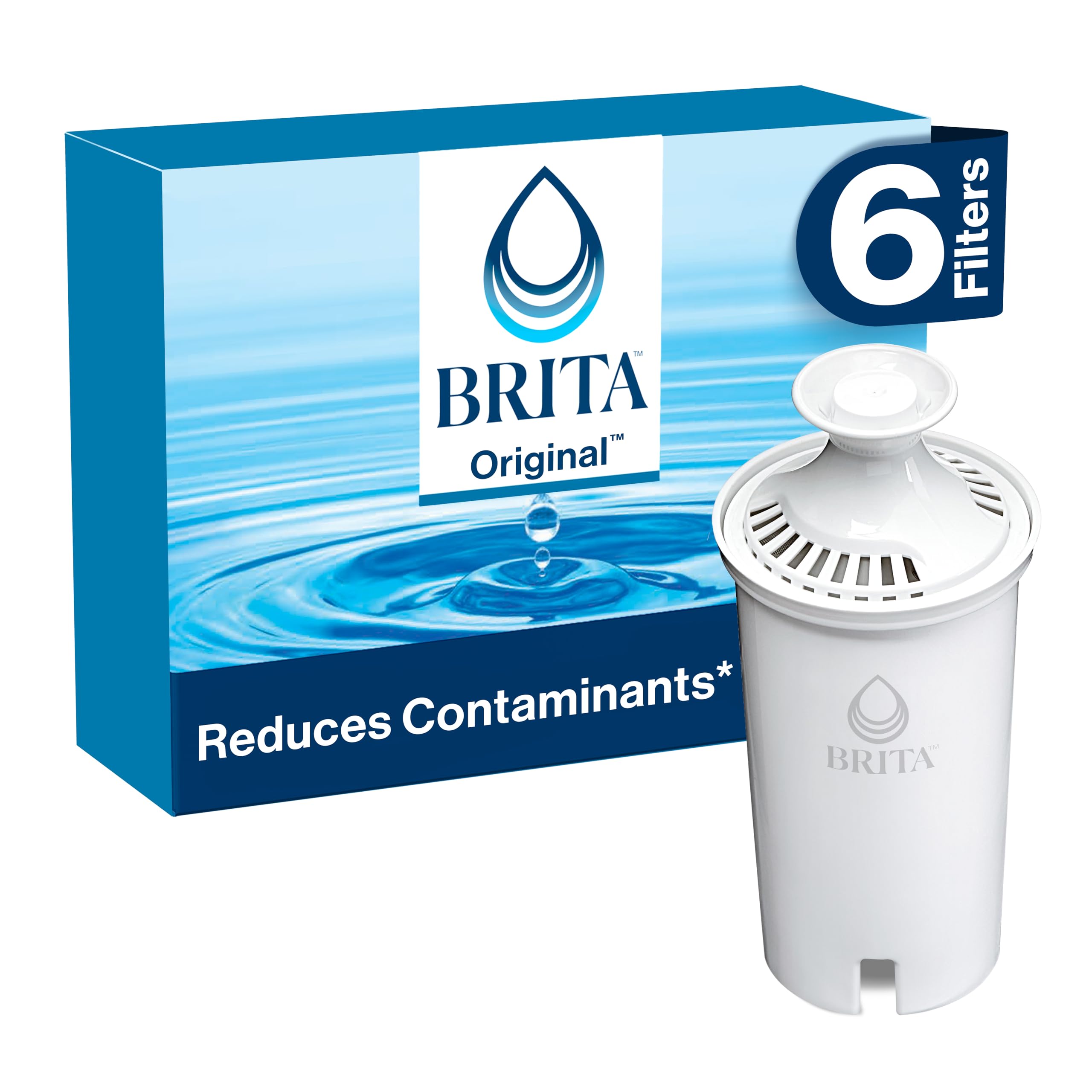Brita Standard Water Filter for Pitchers and Dispensers, Reduces Copper, Cadmium and Mercury Impurities, Lasts Two Months or 40 Gallons, Includes 6 Filters for Pitchers - Image 1