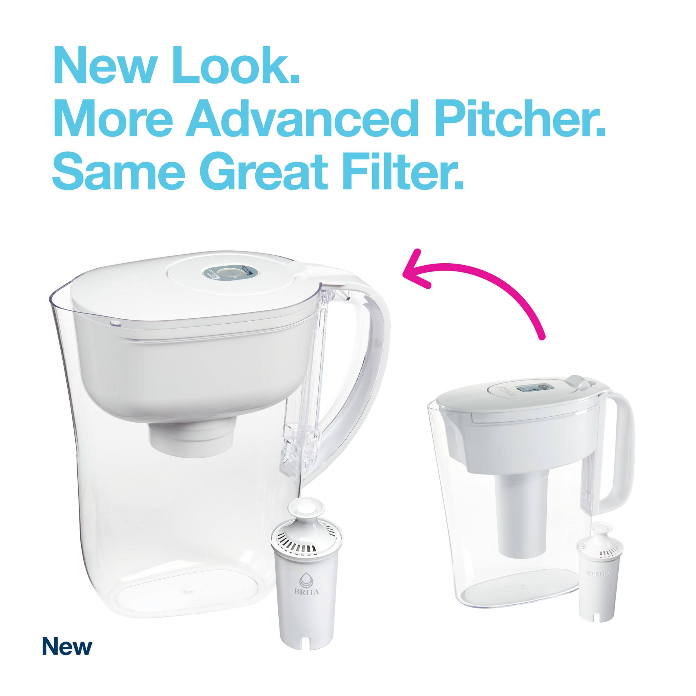 Brita Water Filter Pitcher for Tap and Drinking Water with 1 Standard Filter, Lasts 2 Months, 6-Cup Capacity, BPA Free, White - Image 2