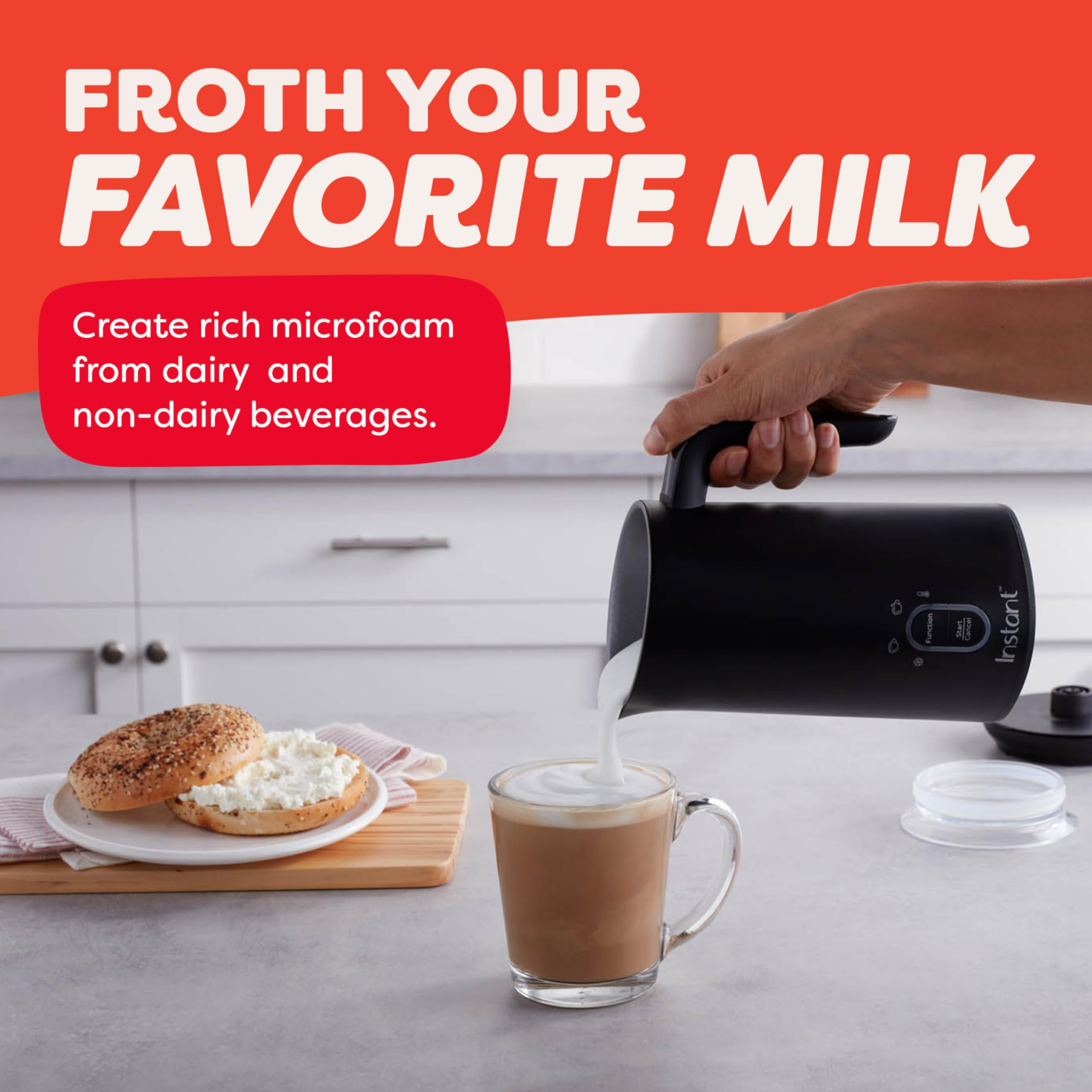 Instant Pot Milk Frother, 4-in-1 Electric Milk Steamer, 10oz/295ml Automatic Hot and Cold Foam Maker and Milk Warmer for Latte, Cappuccinos, Macchiato, From the Makers of Instant 500W, Black - Image 3