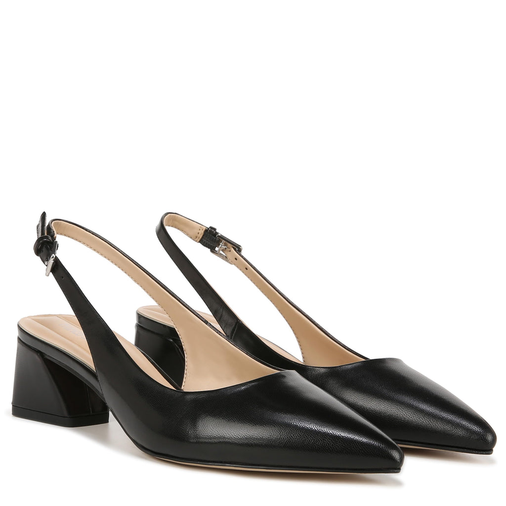 Franco Sarto Womens Racer Slingback Low Block Heel Pointed Toe Pump, Black, 9.5 Wide - Image 11