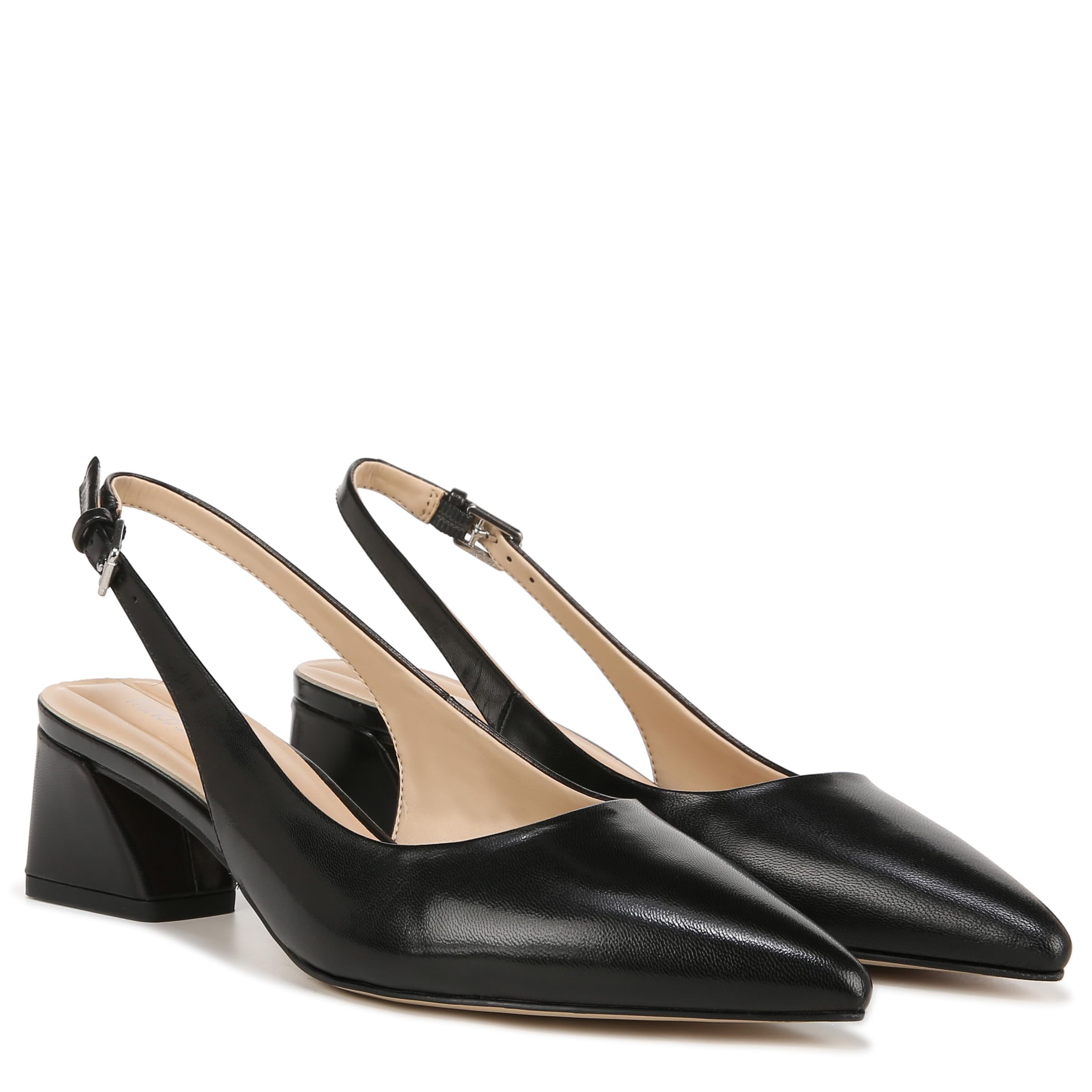 Franco Sarto Womens Racer Slingback Low Block Heel Pointed Toe Pump, Black, 9.5 Wide - Image 11