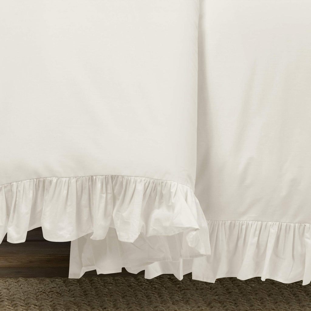 Lush Decor Reyna Ruffle Cotton Duvet Cover Set 3 Piece Set Full/ Queen, White - Queen Size Bedding Set - White Duvet Queen- Ruffled Bedding - Coquette Decor - Image 4