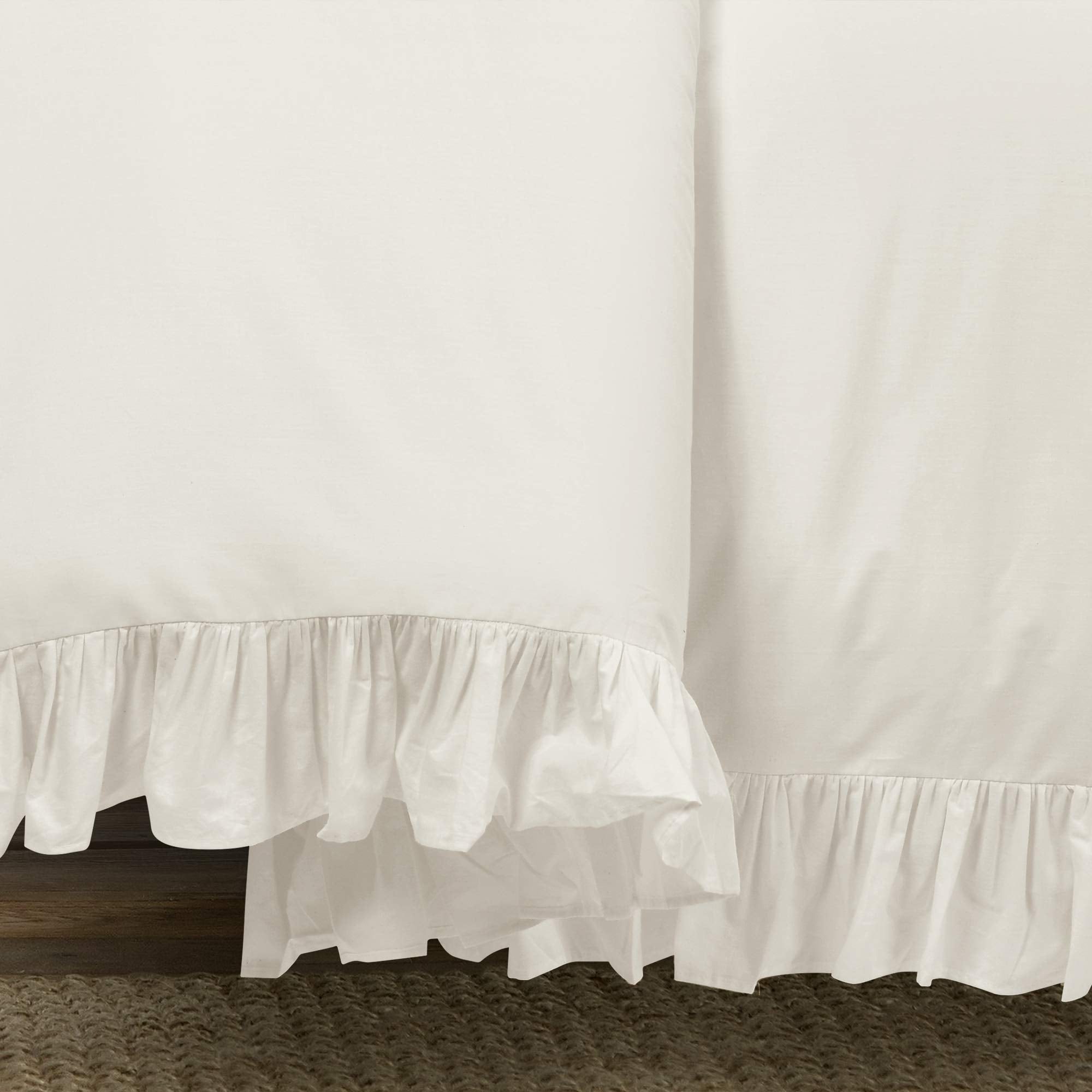 Lush Decor Reyna Ruffle Cotton Duvet Cover Set 3 Piece Set Full/ Queen, White - Queen Size Bedding Set - White Duvet Queen- Ruffled Bedding - Coquette Decor - Image 4