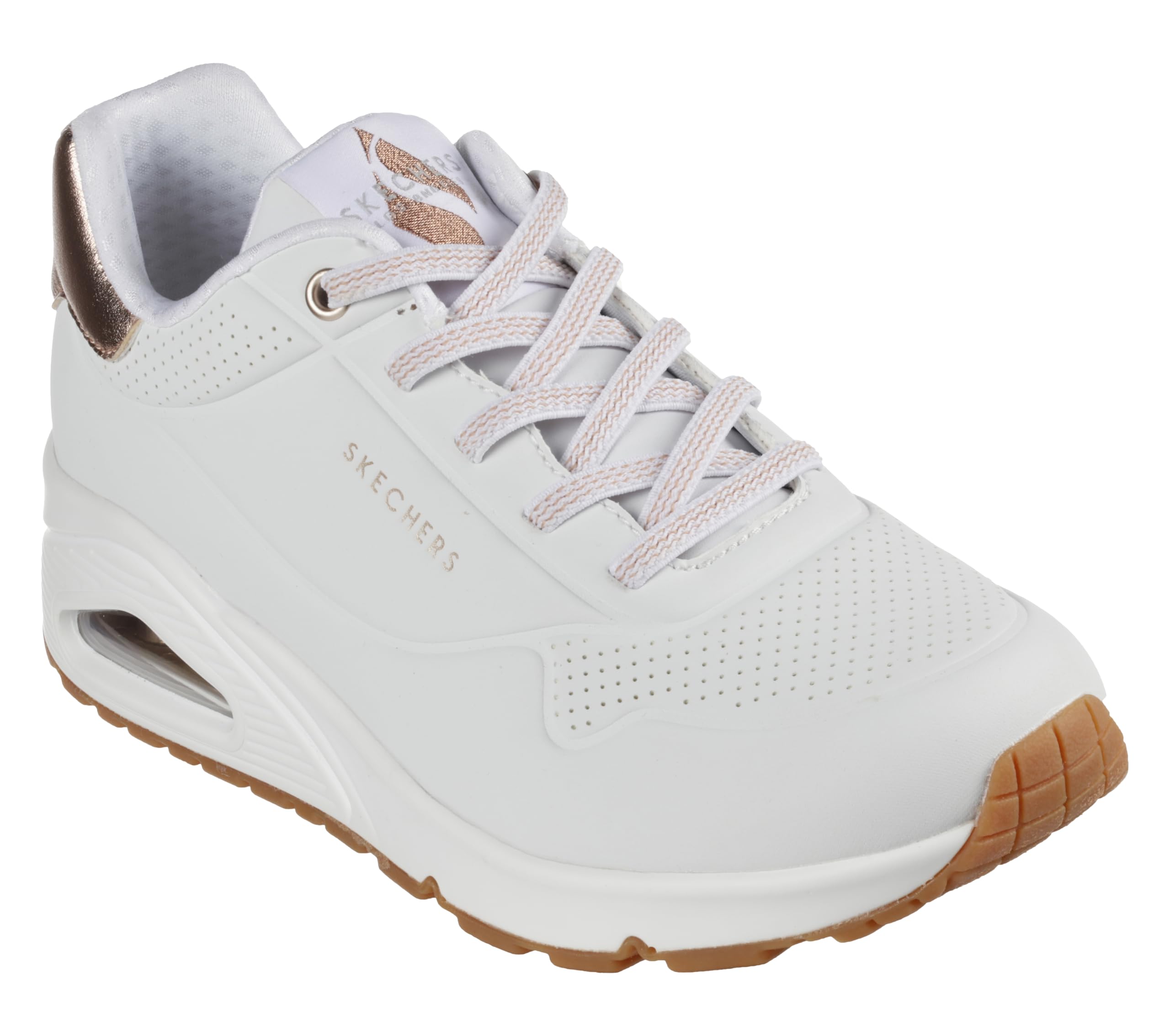 Skechers Women's Uno-Shimmer Away Wedge Slip-On Fashion Sneakers, White, 8.5 - Image 2
