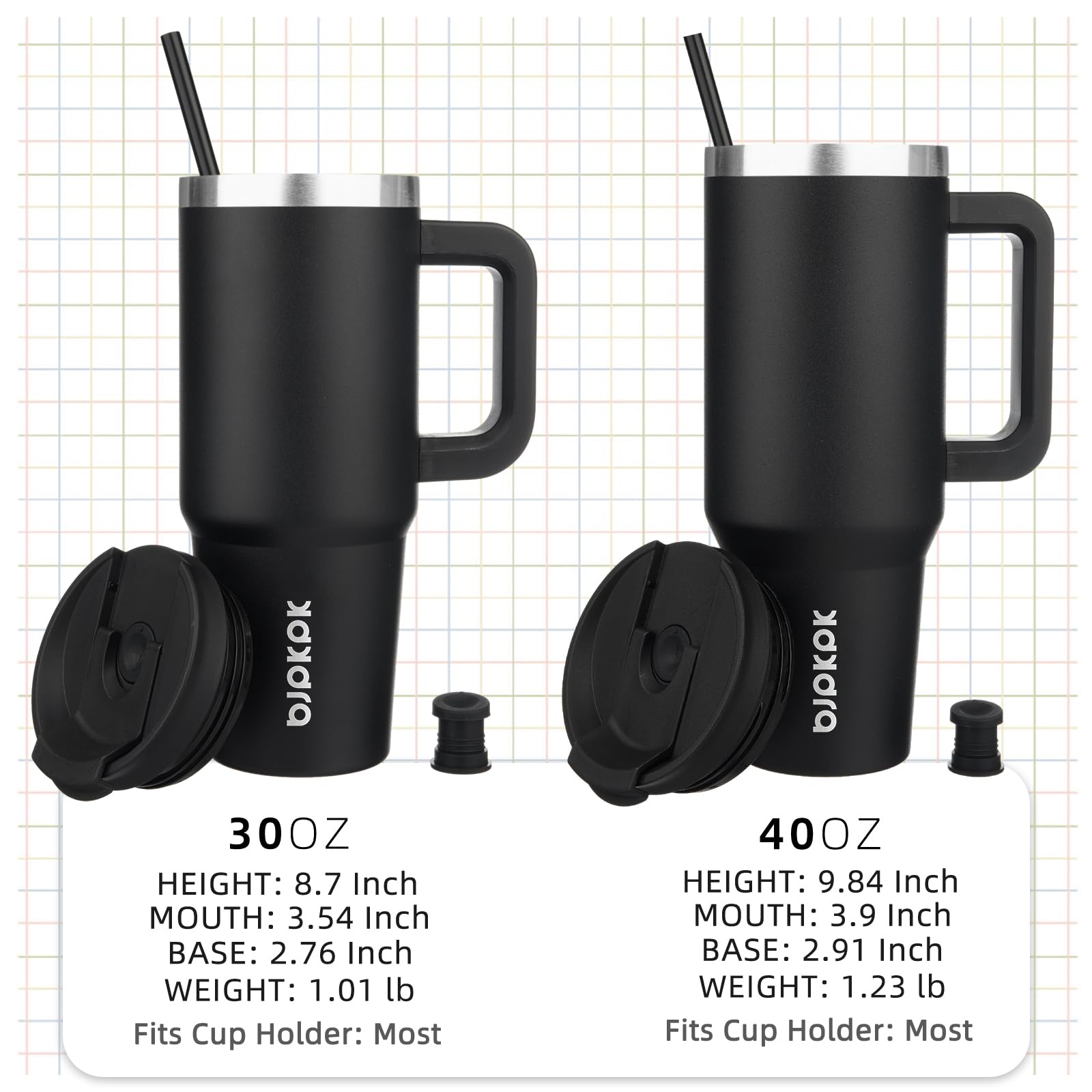 BJPKPK 30oz Stainless Steel Insulated Tumbler With Handle And Lid Straw Travel Coffee Mug Thermal Cup,Black - Image 4