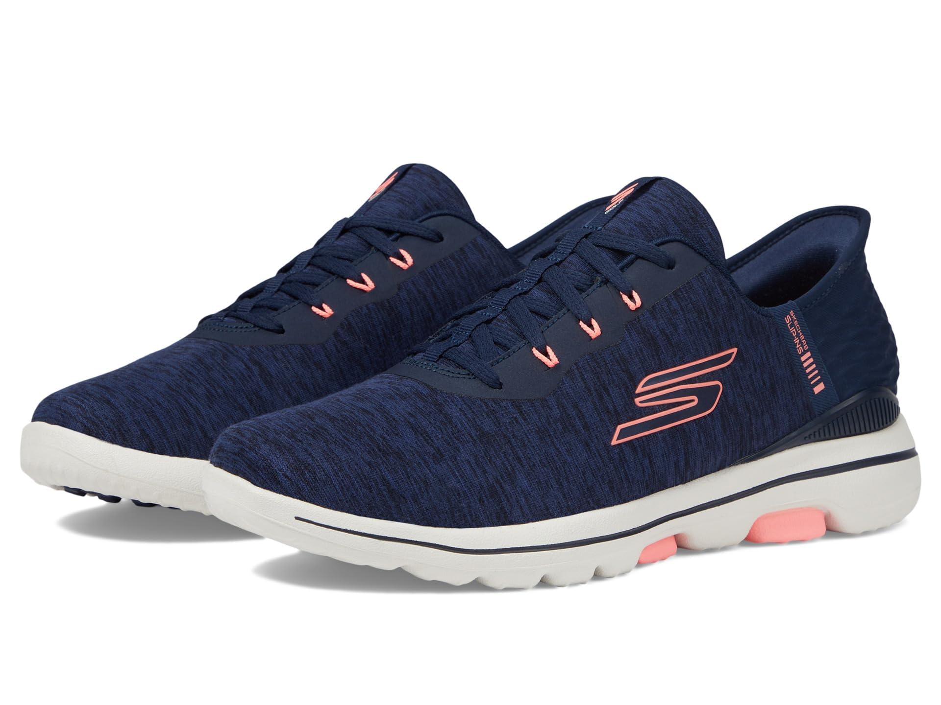 Go Walk 5 Relaxed Fit Slip-in Golf Shoe Navy/Pink - Image 1