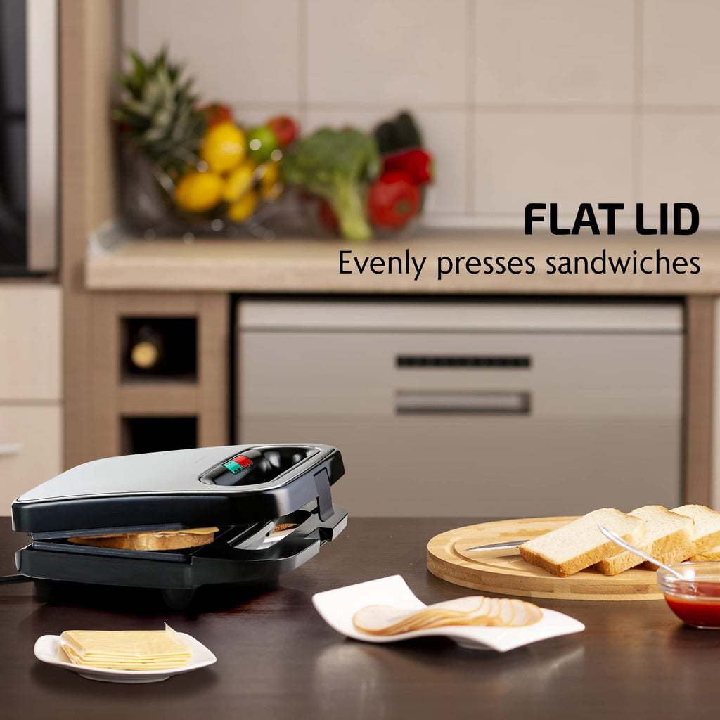 Black OVENTE Sandwich Maker w/ Non-Stick Plates & Indicator Lights