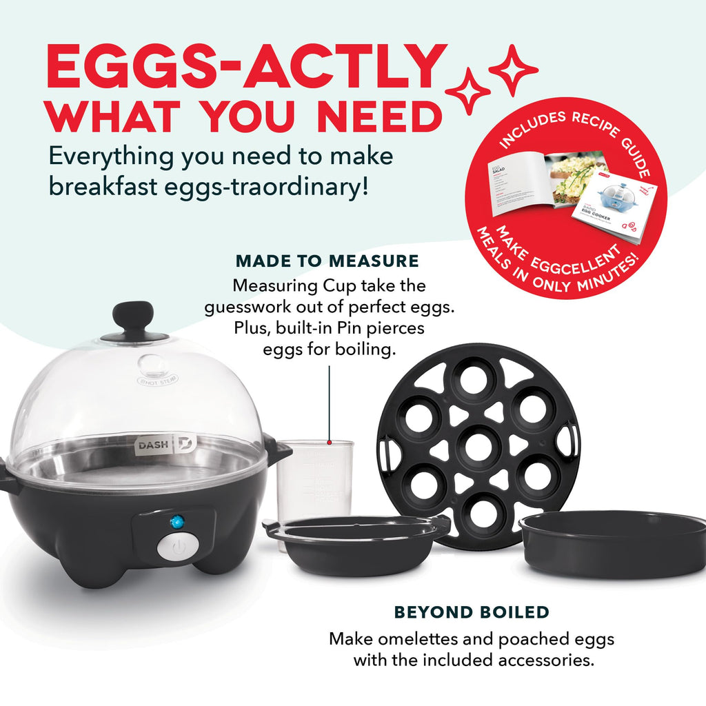 DASH Rapid Egg Cooker: 7 Egg Capacity Electric Egg Cooker for Hard Boiled Eggs, Poached Eggs, Scrambled Eggs, or Omelets with Auto Shut Off Feature - Black' - Image 4