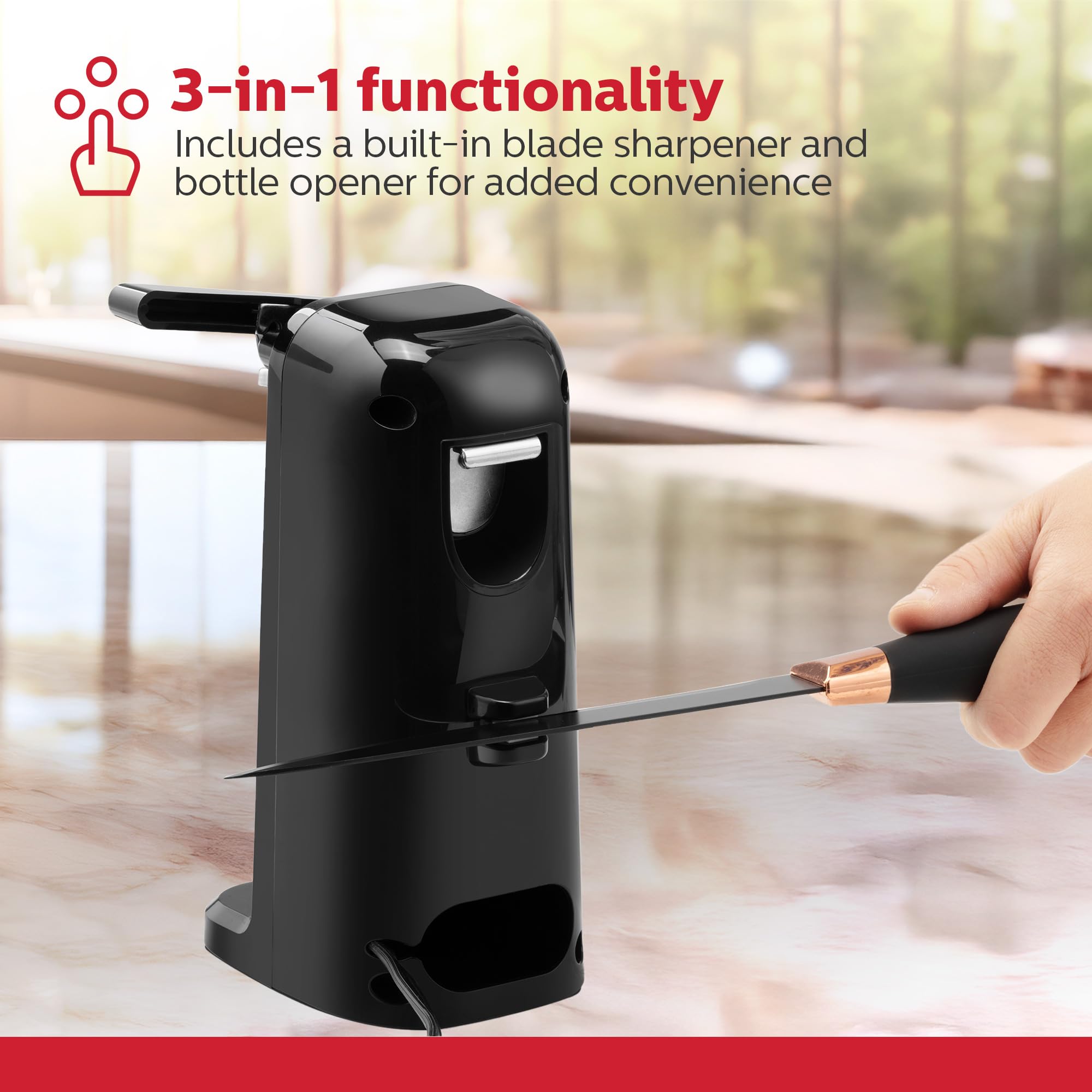 Holstein Housewares Electric Automatic Can Opener with Auto Shutoff, Push Down Lever to Easily Opens All Standard-Size and Pop-Top Cans, Black - Image 4