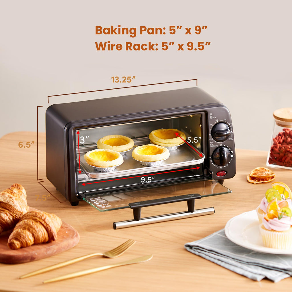 Elite Gourmet ETO236 Personal Compact 2 Slice Countertop Toaster Oven with 15 Minute Timer & Adjustable Temperature, Bake, Broil, & Toast, Black - Image 3