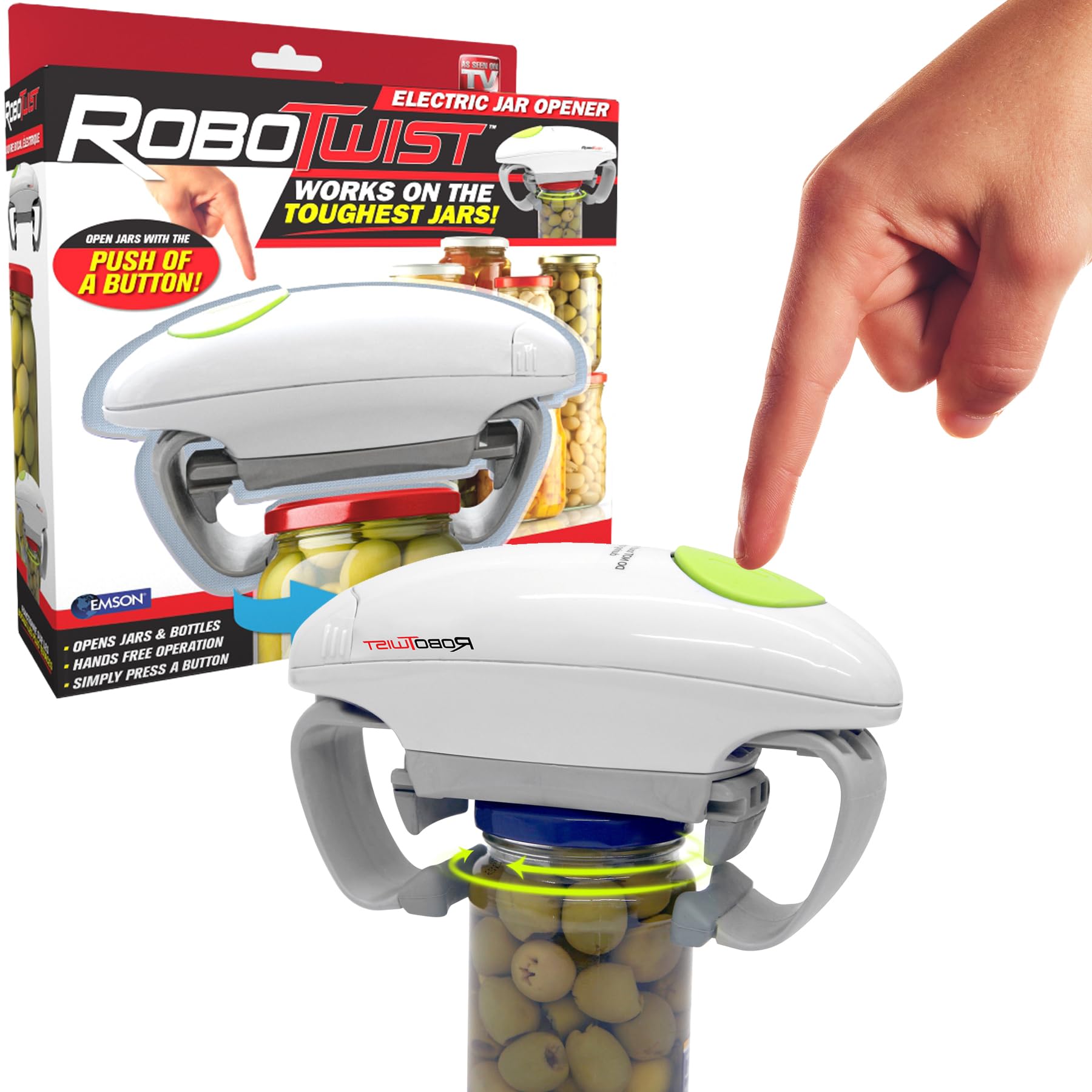 Robotwist Automatic Jar Opener, Deluxe Model with Improved Torque, Robo Twist Kitchen Gadgets for Home, Electric Handsfree Easy Jar Opener – Works on All Jar Sizes, As Seen on TV - Image 1