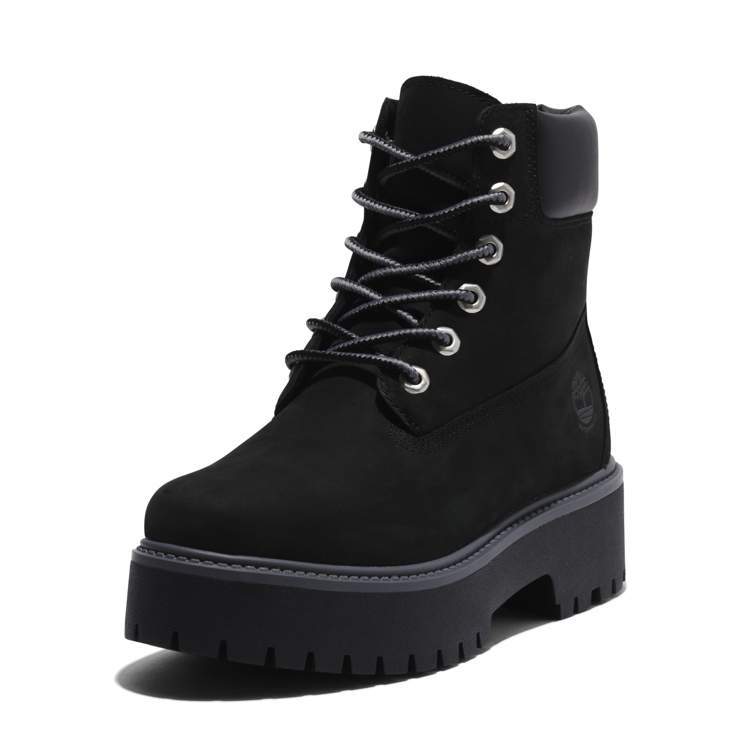 Timberland Women's Stone Street 6 Inch Lace Up Waterproof Boot, Jet Black-NEW 2024, 7.5 Medium - Image 1
