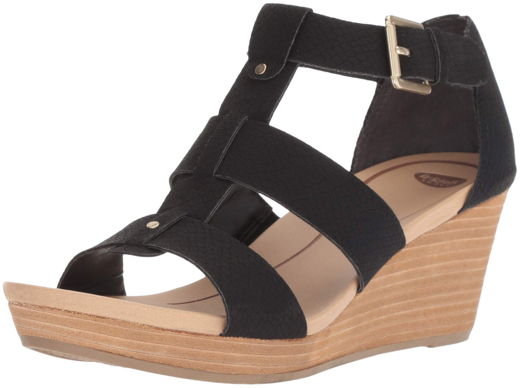 Dr. Scholl's Shoes Women's Barton Wedge Platform Sandal,Black Snake Print,7.5 - Image 1