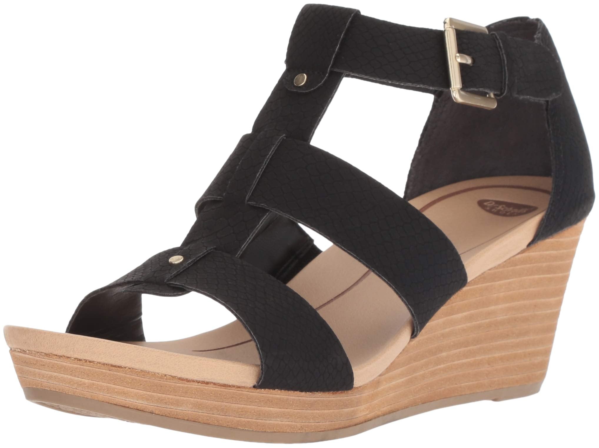 Dr. Scholl's Shoes Women's Barton Wedge Platform Sandal,Black Snake Print,7.5 - Image 1