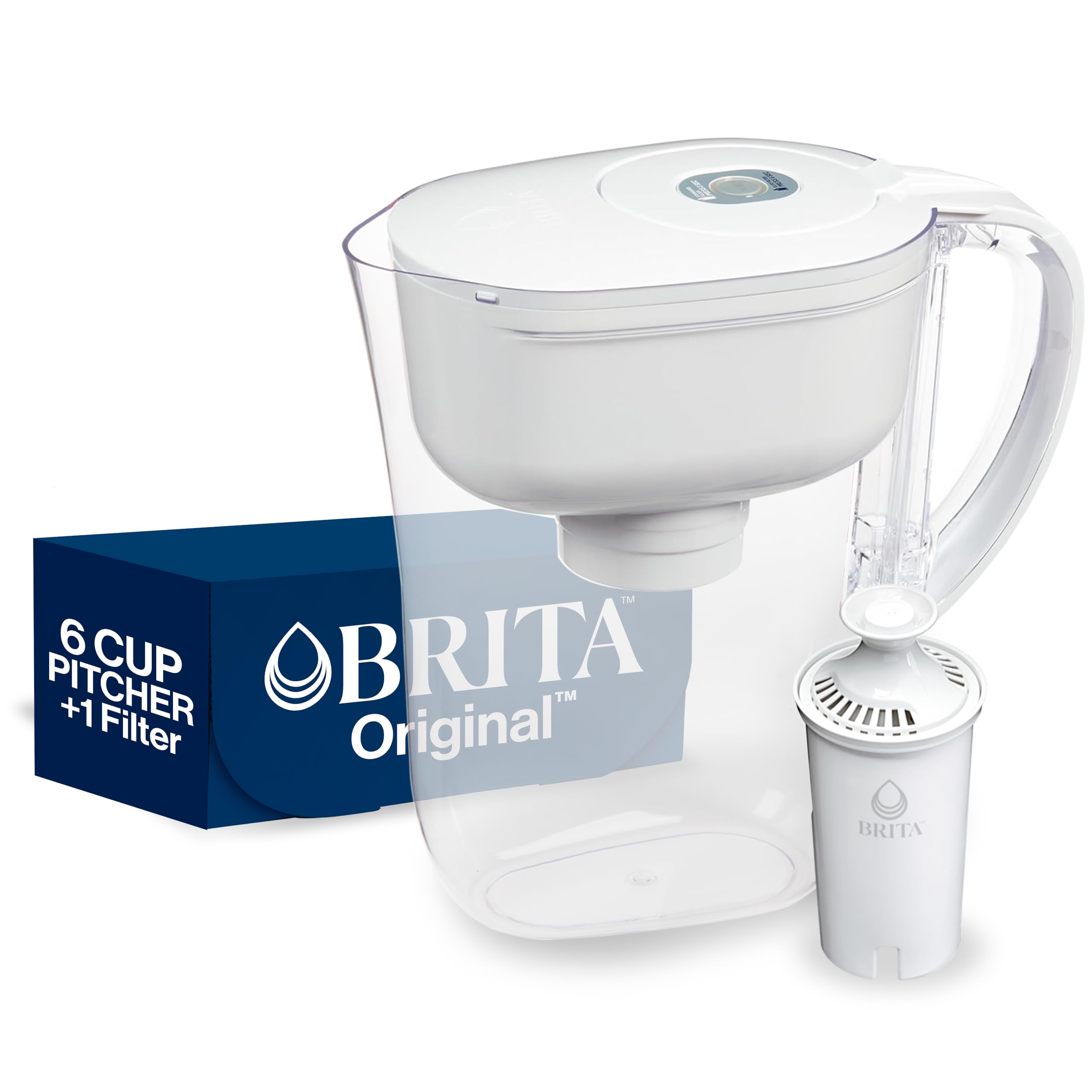 Brita Metro Water Filter Pitcher with SmartLight Change Indicator, BPA-Free, Replaces 1,800 Plastic Water Bottles a Year, Lasts Two Months, Includes 1 Filter, Small - 6-Cup Capacity, White - Image 1