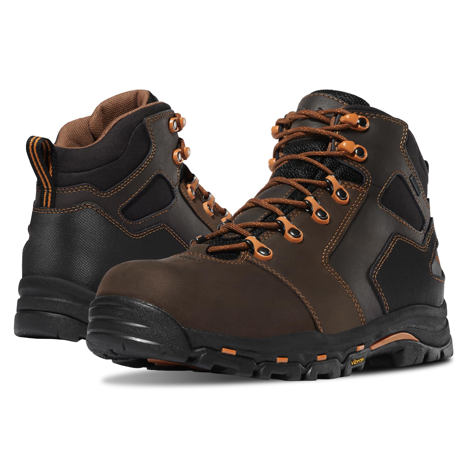 Danner Vicious 4.5” Composite Toe Work Boots for Men - Full-Grain Leather with Breathable Gore-Tex Lining, Speed Lace System & Non Slip Heel Outsole, Brown/Orange - 10 D - Image 1