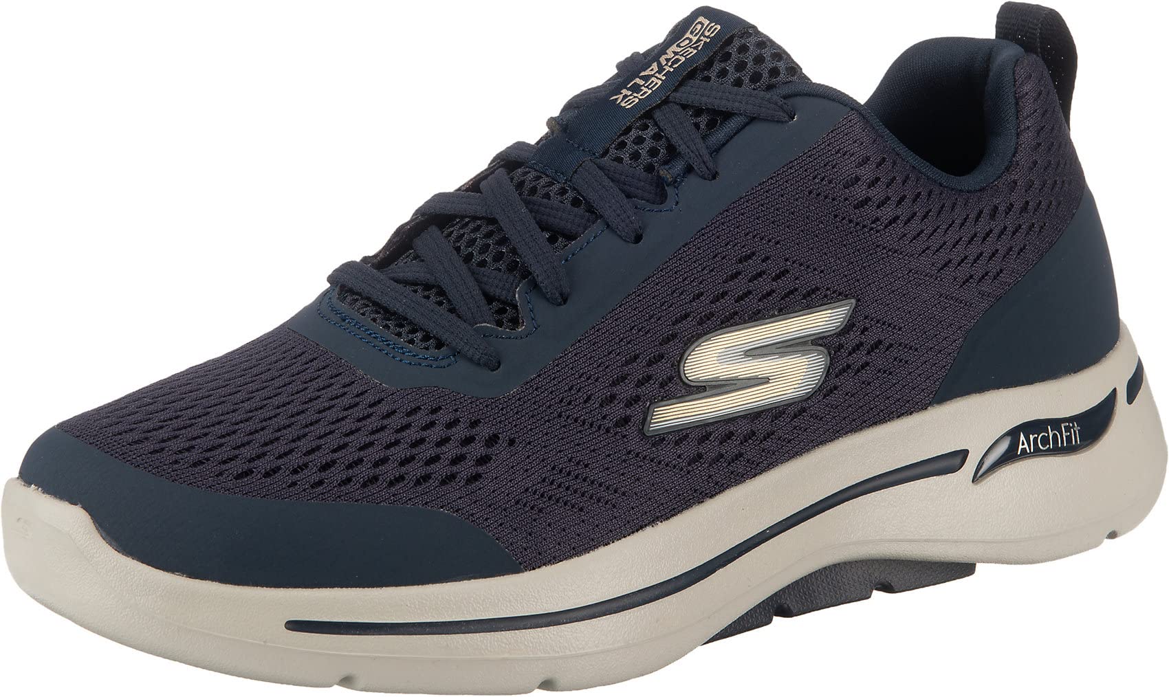Skechers Men's Gowalk Arch Fit-Athletic Workout Walking Shoe with Air Cooled Foam Sneaker, Navy/Gold, 13 - Image 1