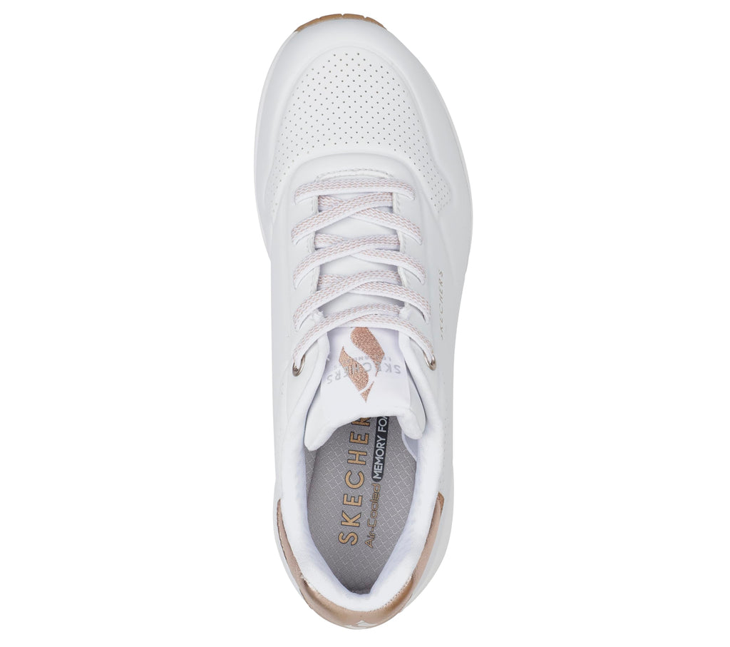 Skechers Women's Uno-Shimmer Away Wedge Slip-On Fashion Sneakers, White, 8.5 - Image 3