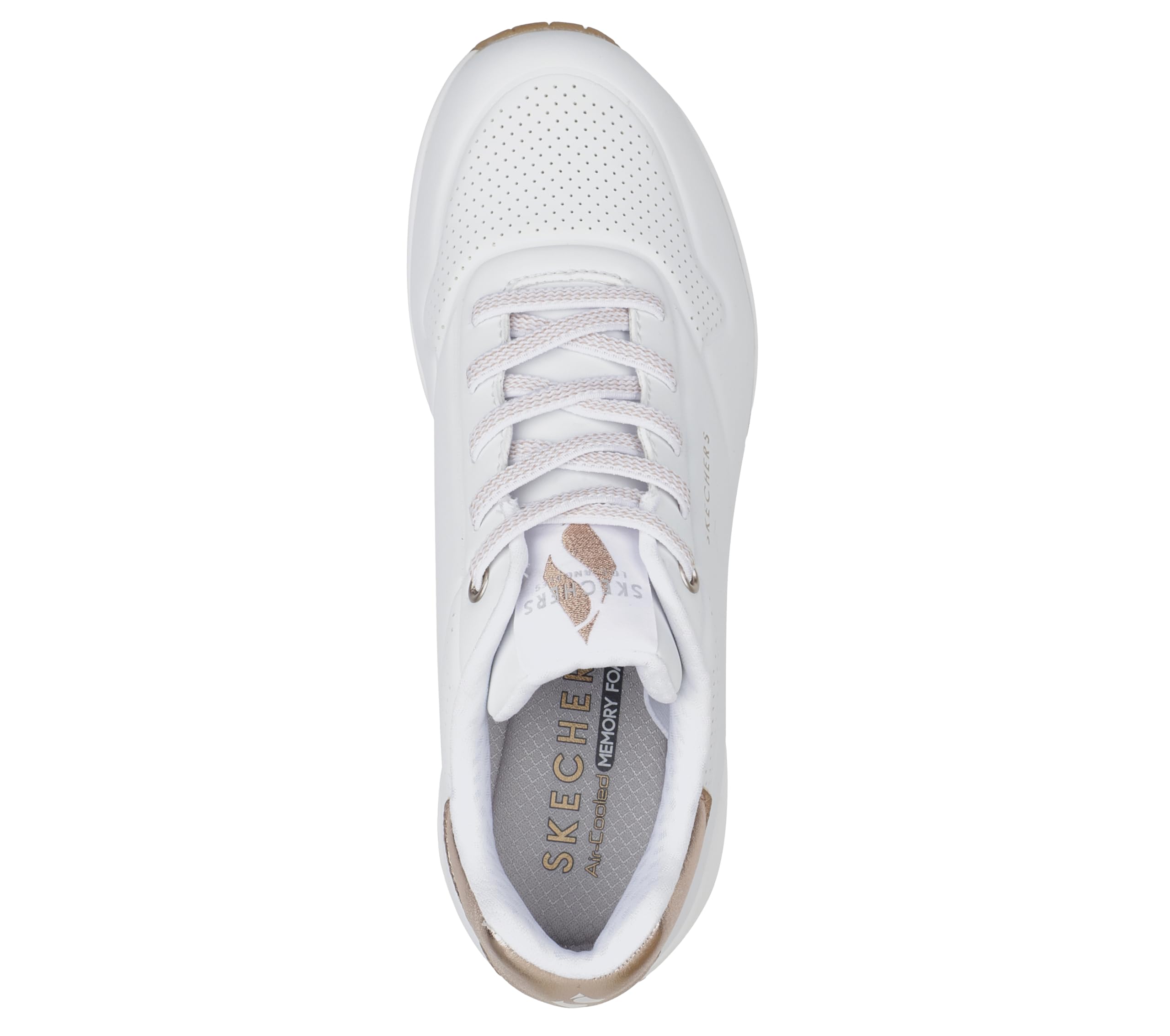 Skechers Women's Uno-Shimmer Away Wedge Slip-On Fashion Sneakers, White, 8.5 - Image 3