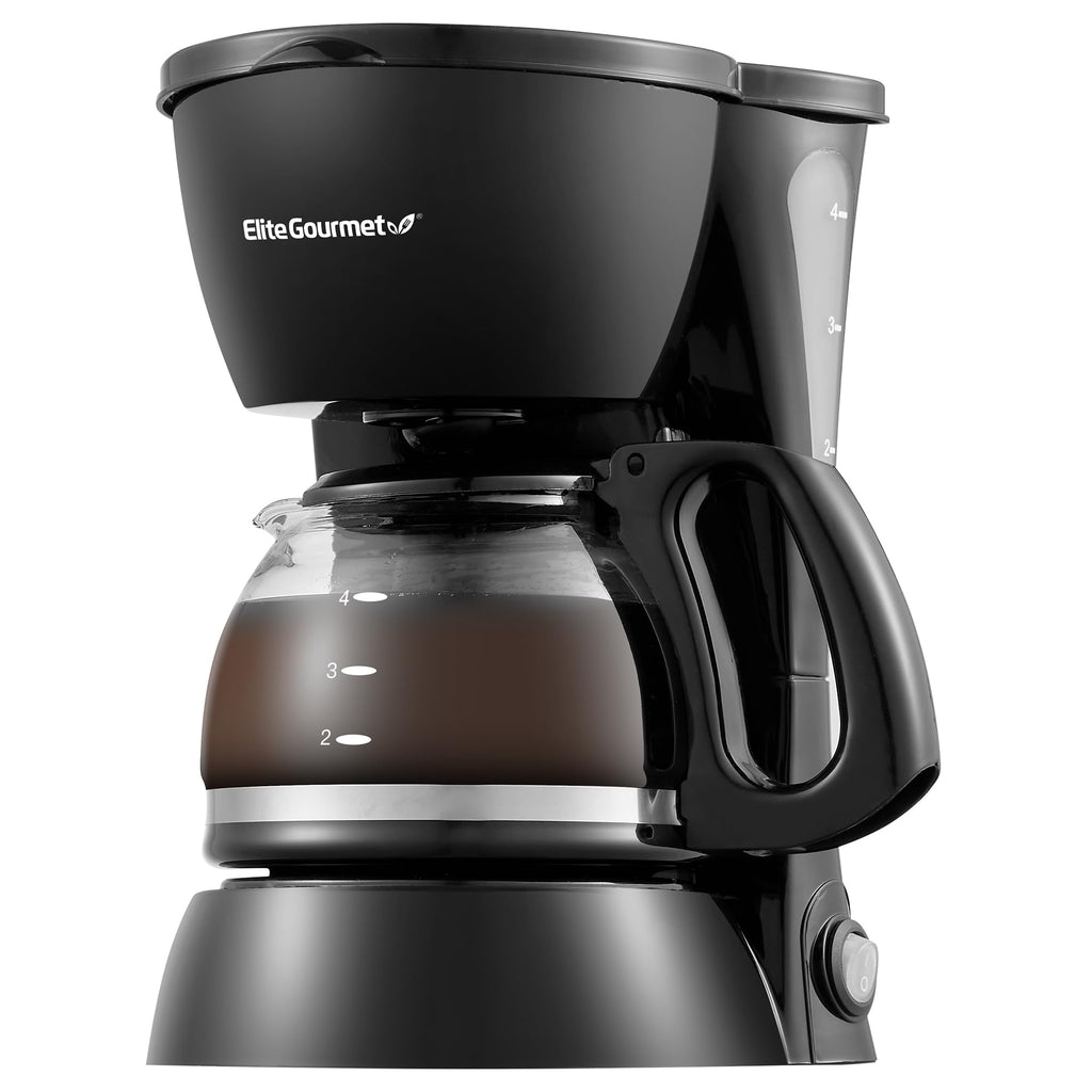 Elite Gourmet EHC4128 Automatic 4-Cup Brew & Drip Coffee Maker with Pause N Serve, Glass Carafe, Reusable Filter, On/Off Switch, Keep Warm, Water Level Indicator, Black - Image 1