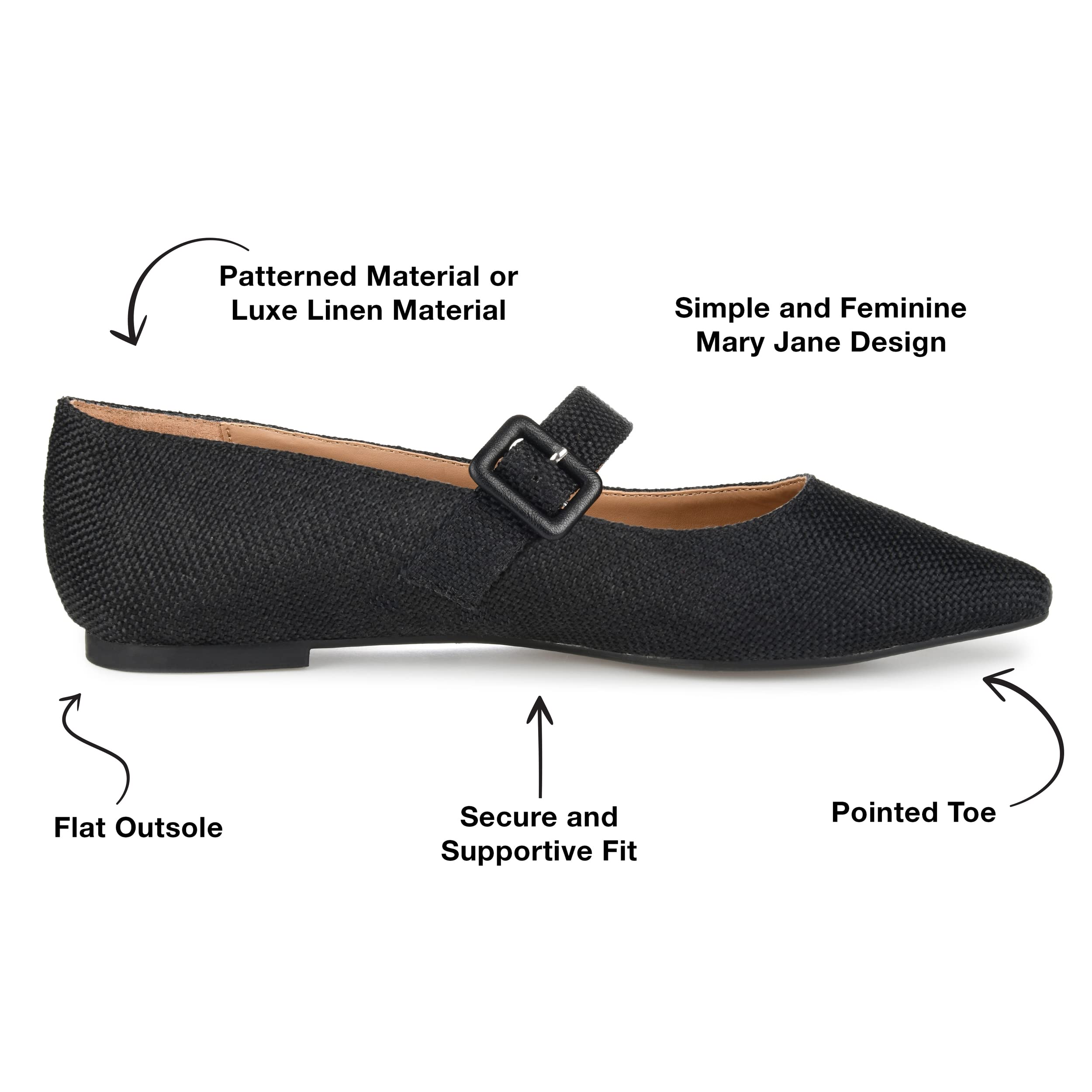 Journee Collection Women's Karissa Mary Jane Flat, Black, 6.5 - Image 2