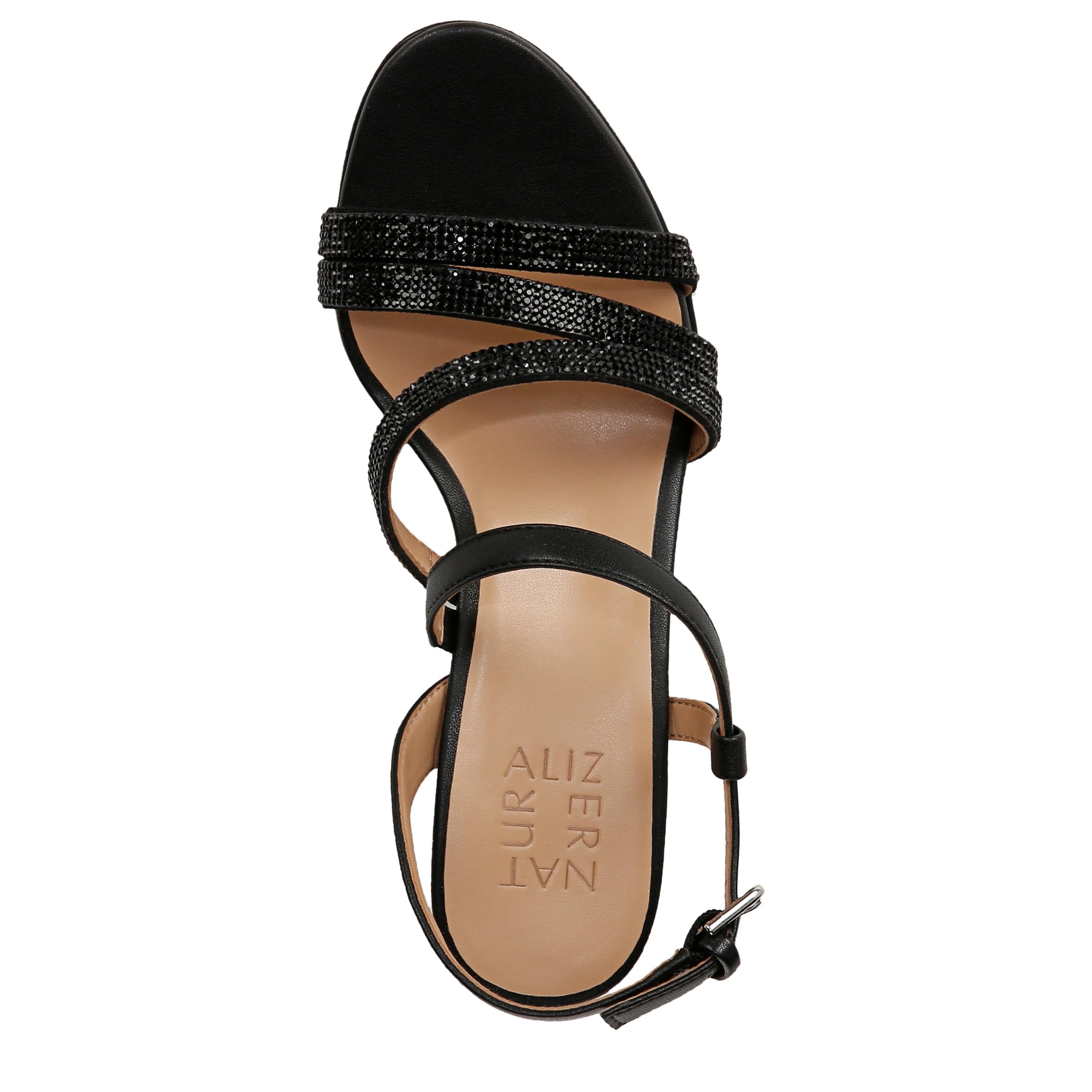 Naturalizer Womens Bridget4 Strappy Block Heel Dress Sandal Black Sparkle 10 M - Image 5