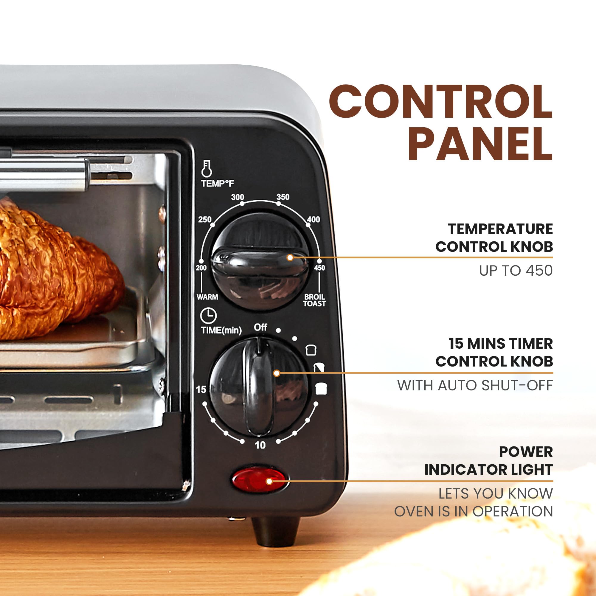 Elite Gourmet ETO236 Personal Compact 2 Slice Countertop Toaster Oven with 15 Minute Timer & Adjustable Temperature, Bake, Broil, & Toast, Black - Image 4