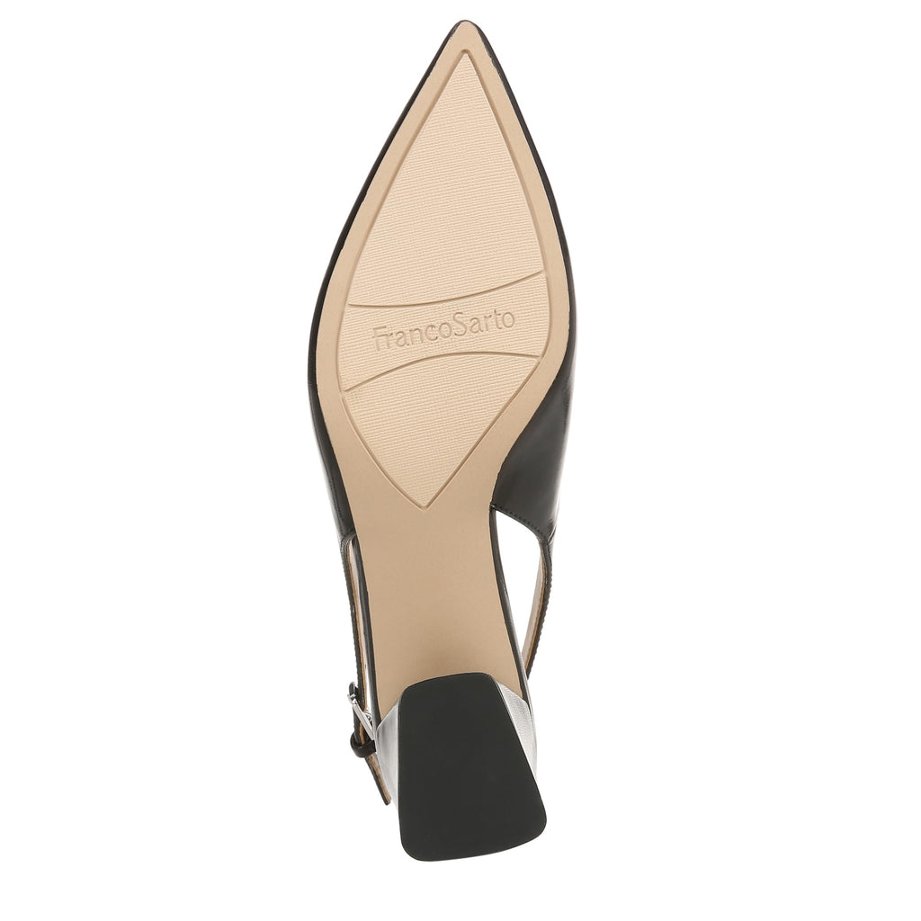 Franco Sarto Womens Racer Slingback Low Block Heel Pointed Toe Pump, Black, 9.5 Wide - Image 8